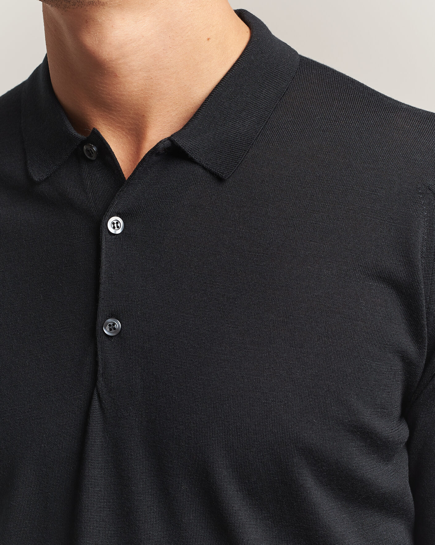 Hombres | Jerséis y prendas de punto | John Smedley | Belper Extra Fine Merino Polo Pullover Black