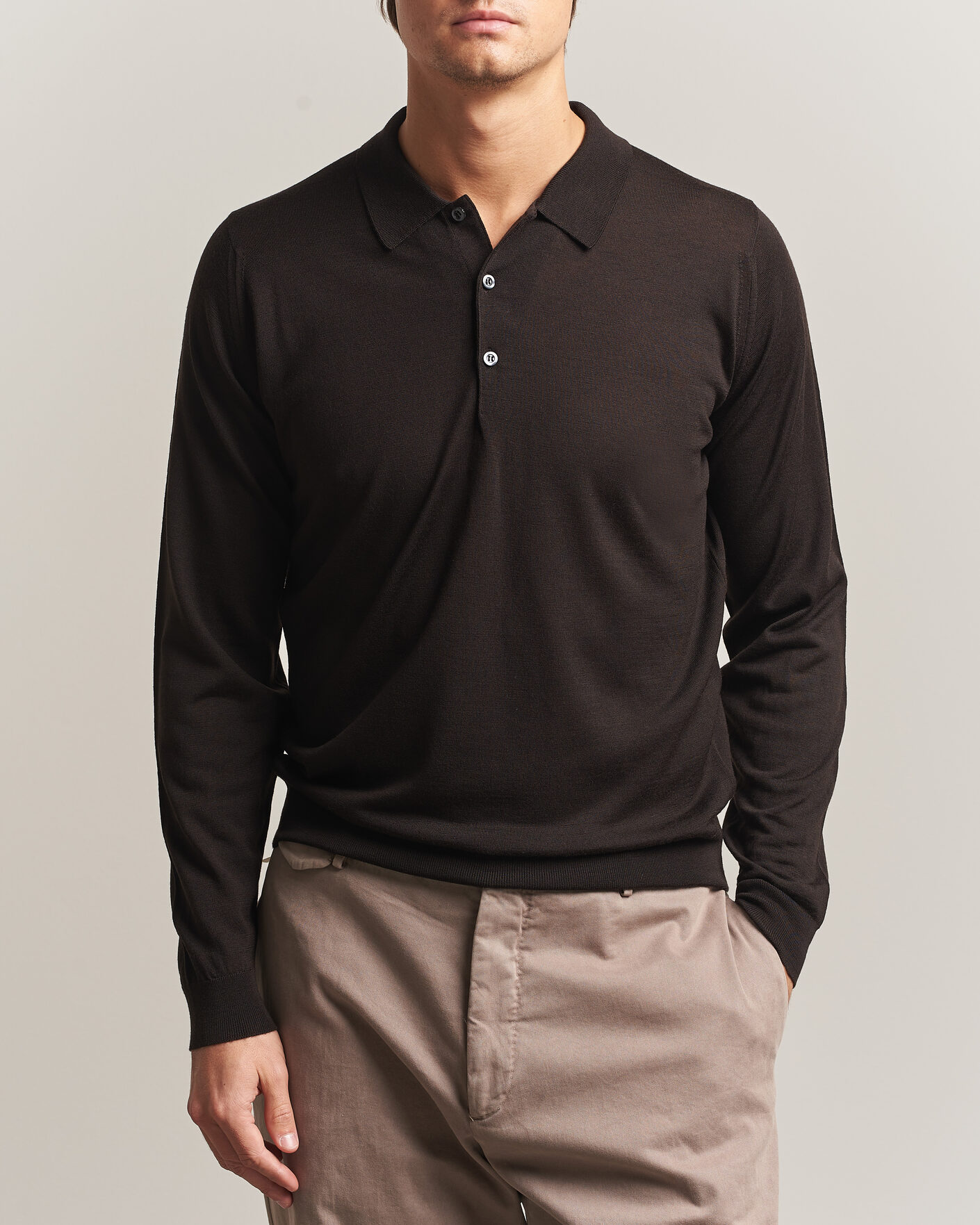 Hombres | Jerséis y prendas de punto | John Smedley | Belper Extra Fine Merino Polo Pullover Faulkner Brown