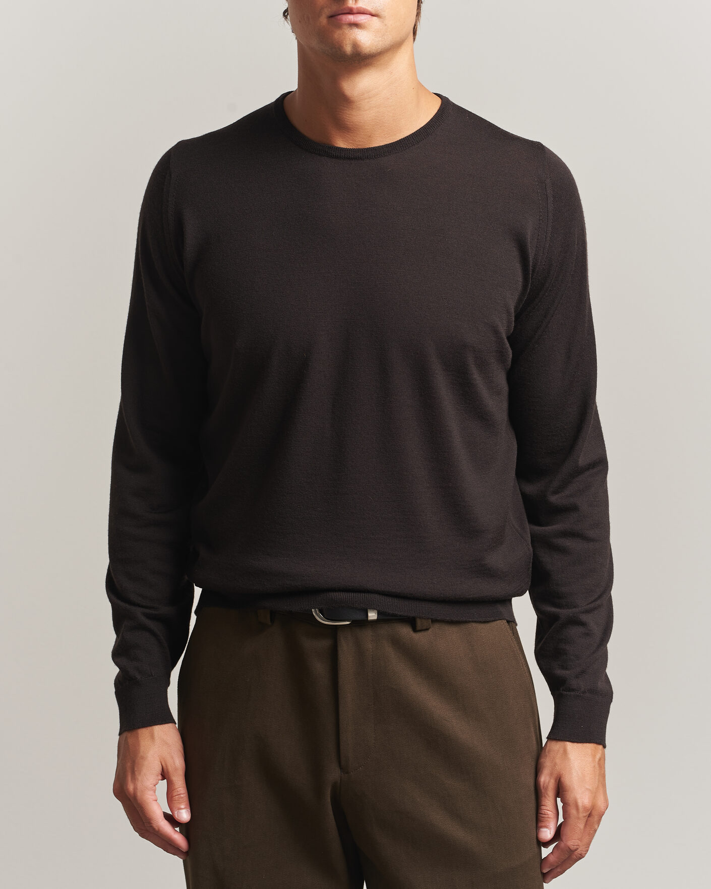 Hombres | Jerséis y prendas de punto | John Smedley | Lundy Extra Fine Merino Crew Neck Faulkner Brown