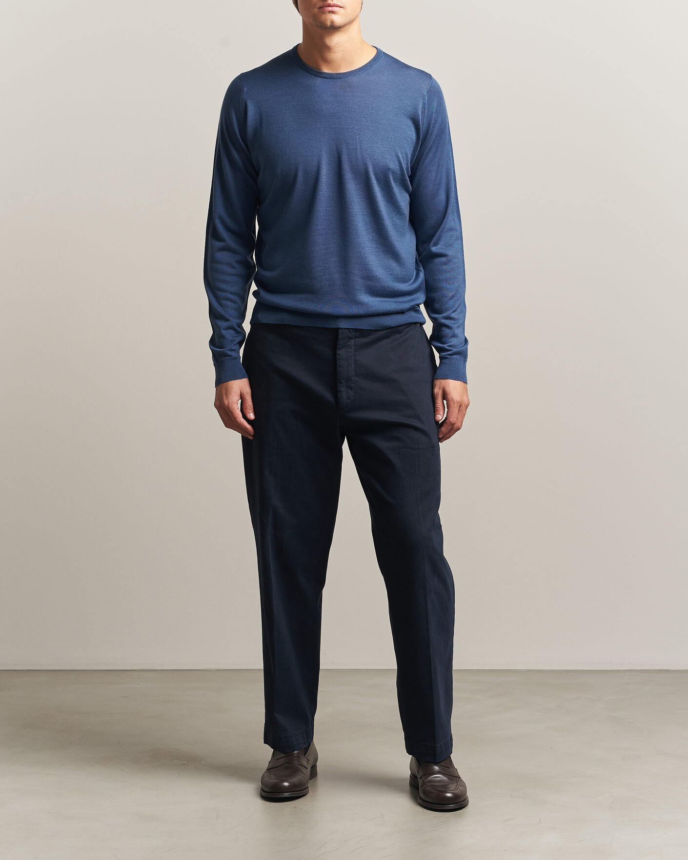 Hombres | Jerséis y prendas de punto | John Smedley | Lundy Extra Fine Merino Crew Neck Teal Firth
