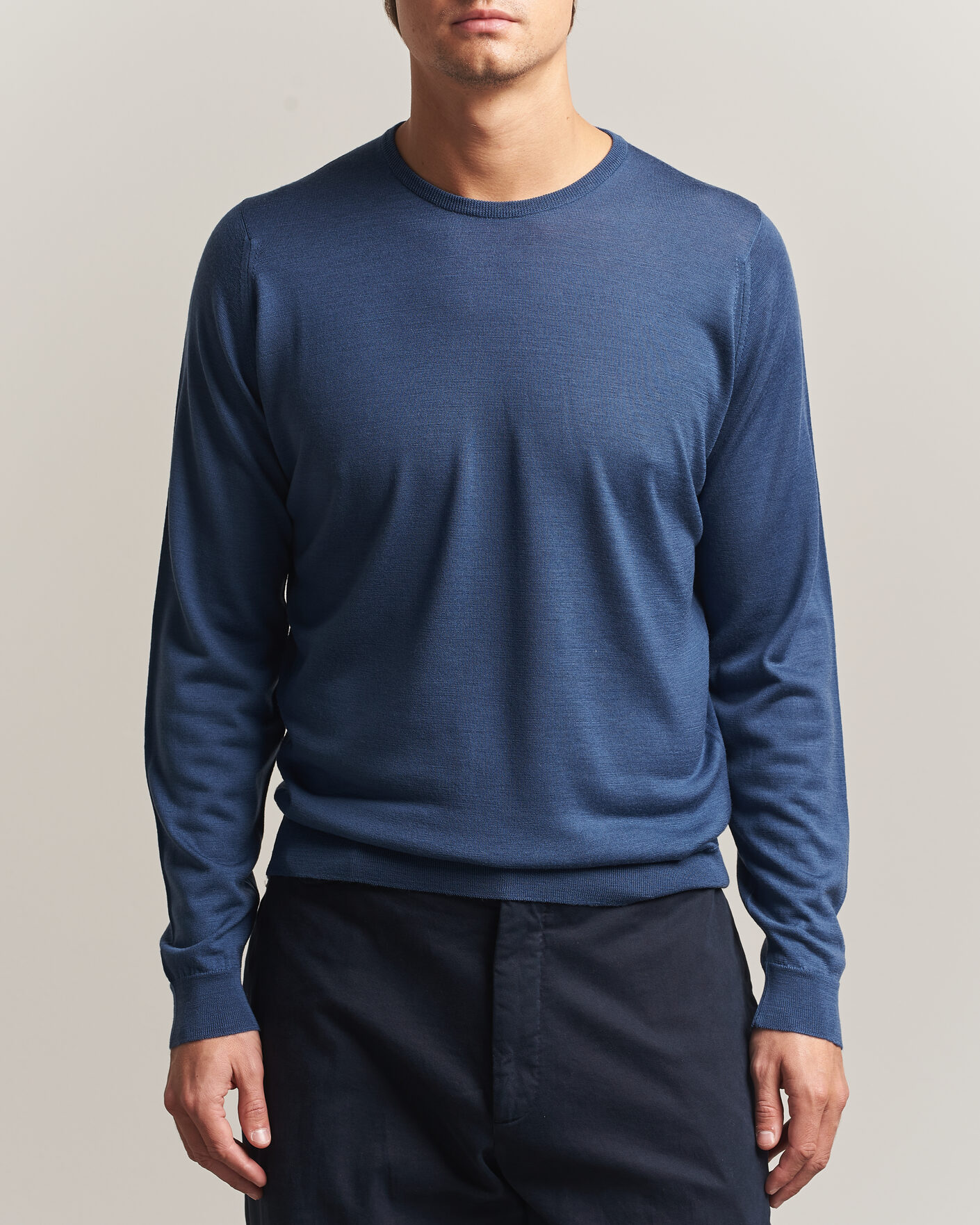 Hombres | Jerséis y prendas de punto | John Smedley | Lundy Extra Fine Merino Crew Neck Teal Firth