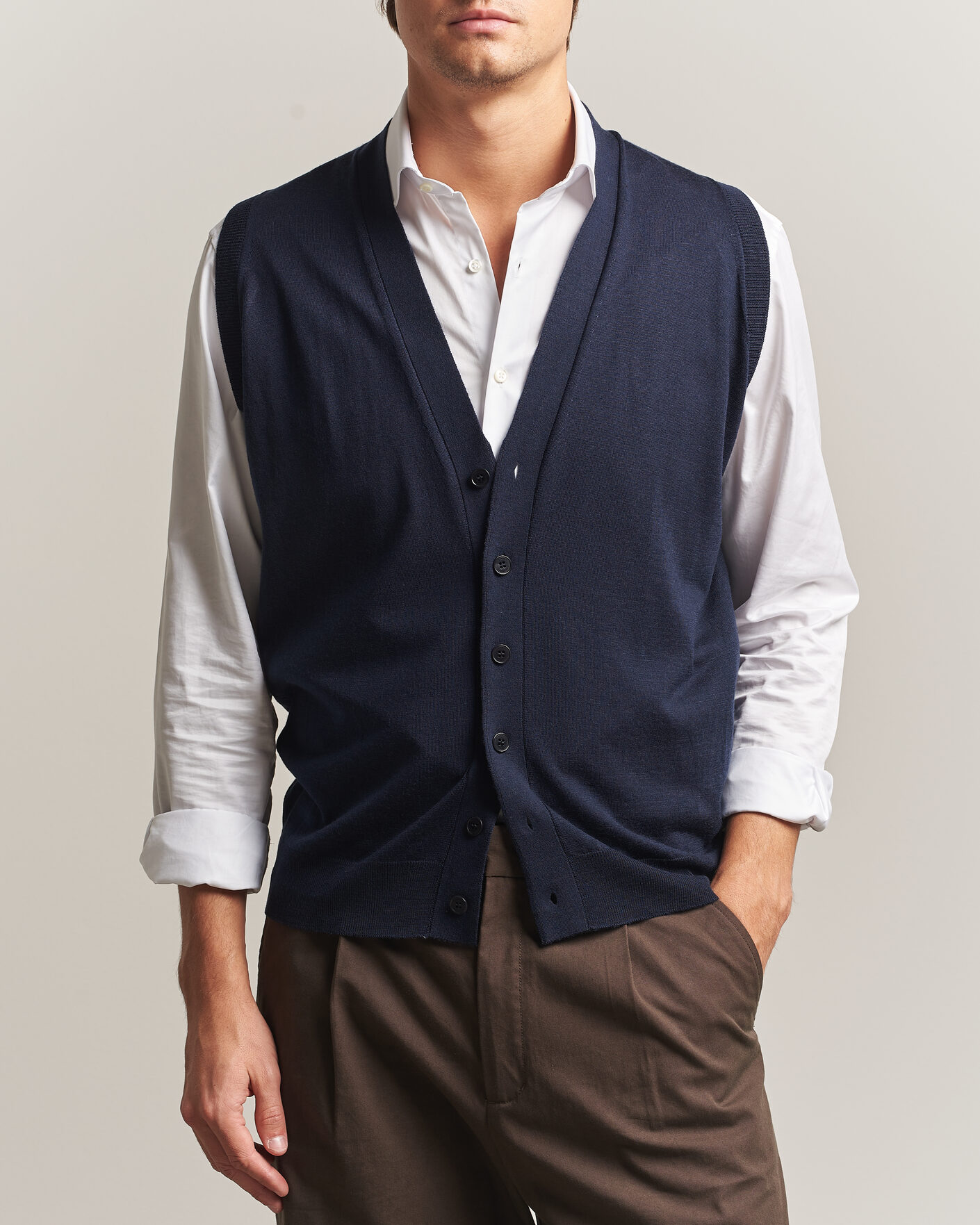 Hombres | Jerséis y prendas de punto | John Smedley | Bolton Extra Fine Merino Waistcoat Midnight