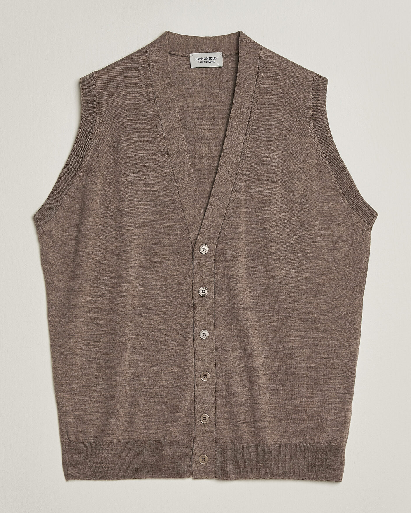 Hombres | Jerséis y prendas de punto | John Smedley | Bolton Extra Fine Merino Waistcoat Mushroom Brown