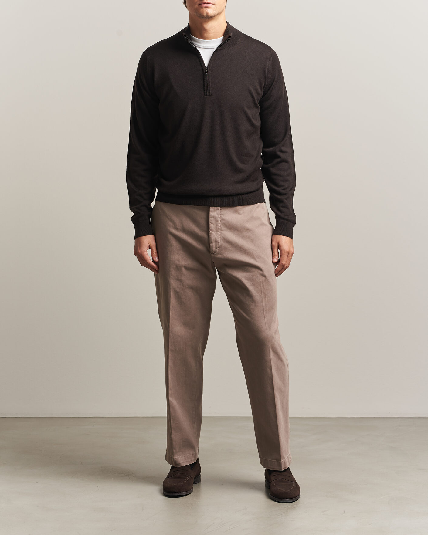 Hombres | Jerséis y prendas de punto | John Smedley | Tapton Extra Fine Merino Half Zip Faulkner Brown