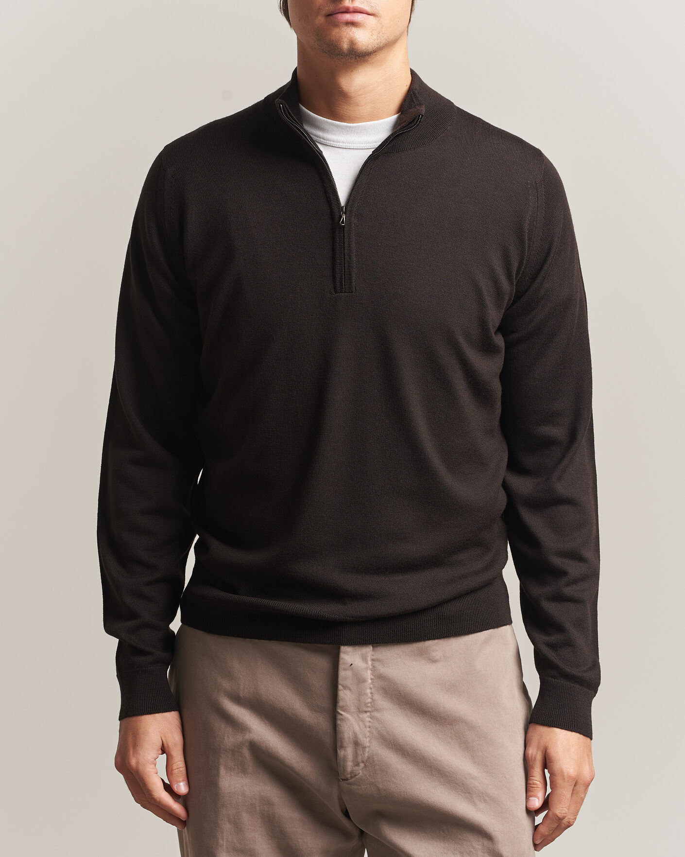 Hombres | Jerséis y prendas de punto | John Smedley | Tapton Extra Fine Merino Half Zip Faulkner Brown
