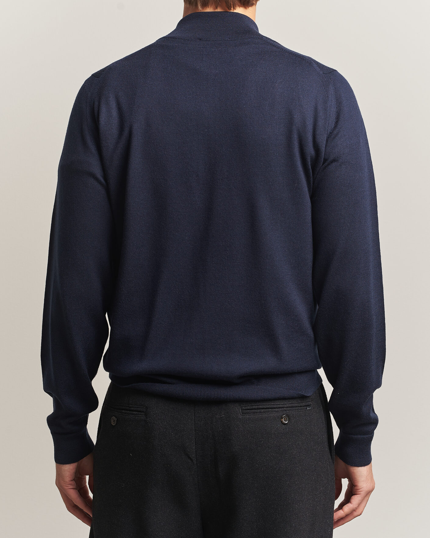 Hombres | Jerséis y prendas de punto | John Smedley | Tapton Extra Fine Merino Half Zip Midnight