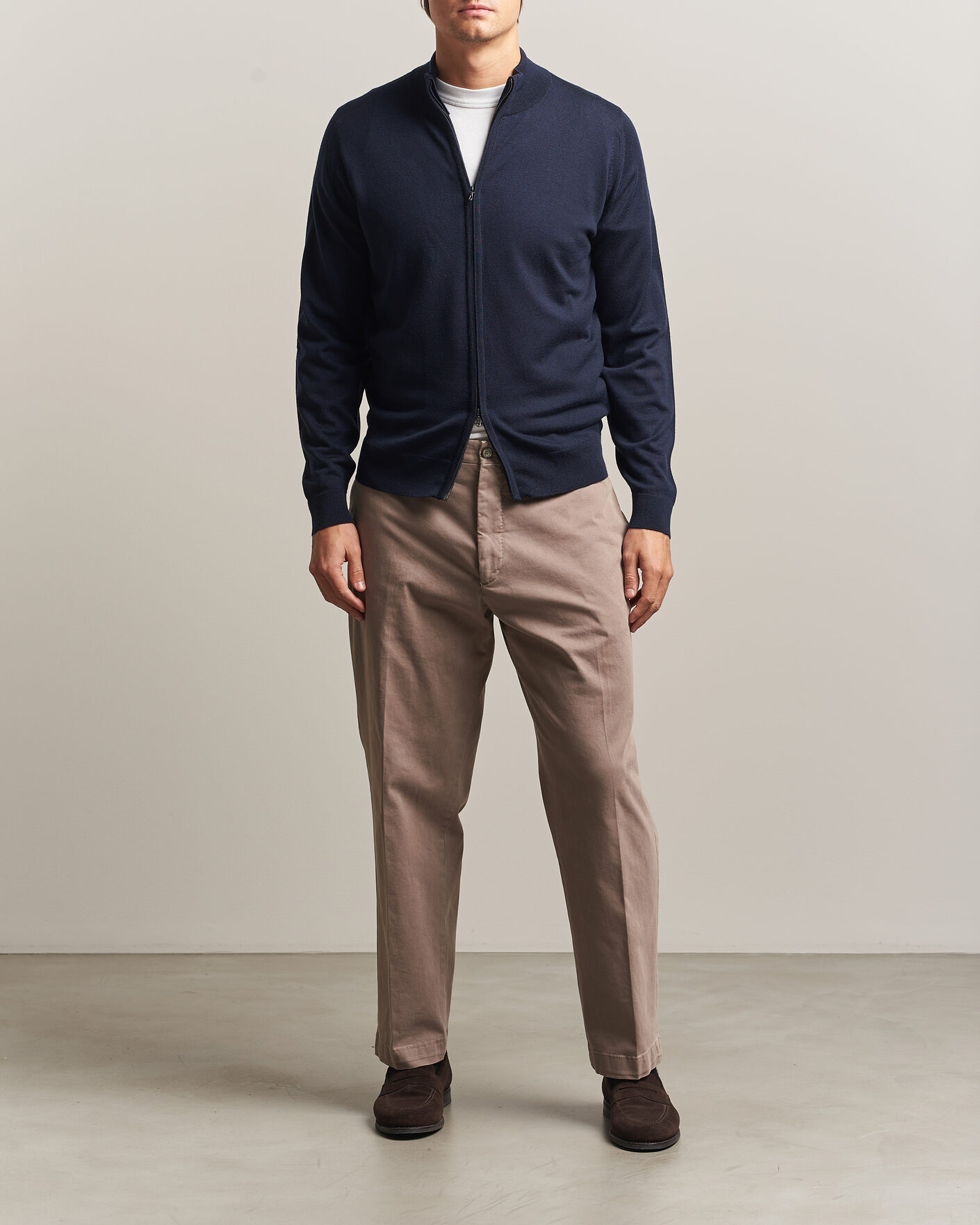 Hombres | Jerséis y prendas de punto | John Smedley | Claygate Extra Fine Merino Full Zip Midnight