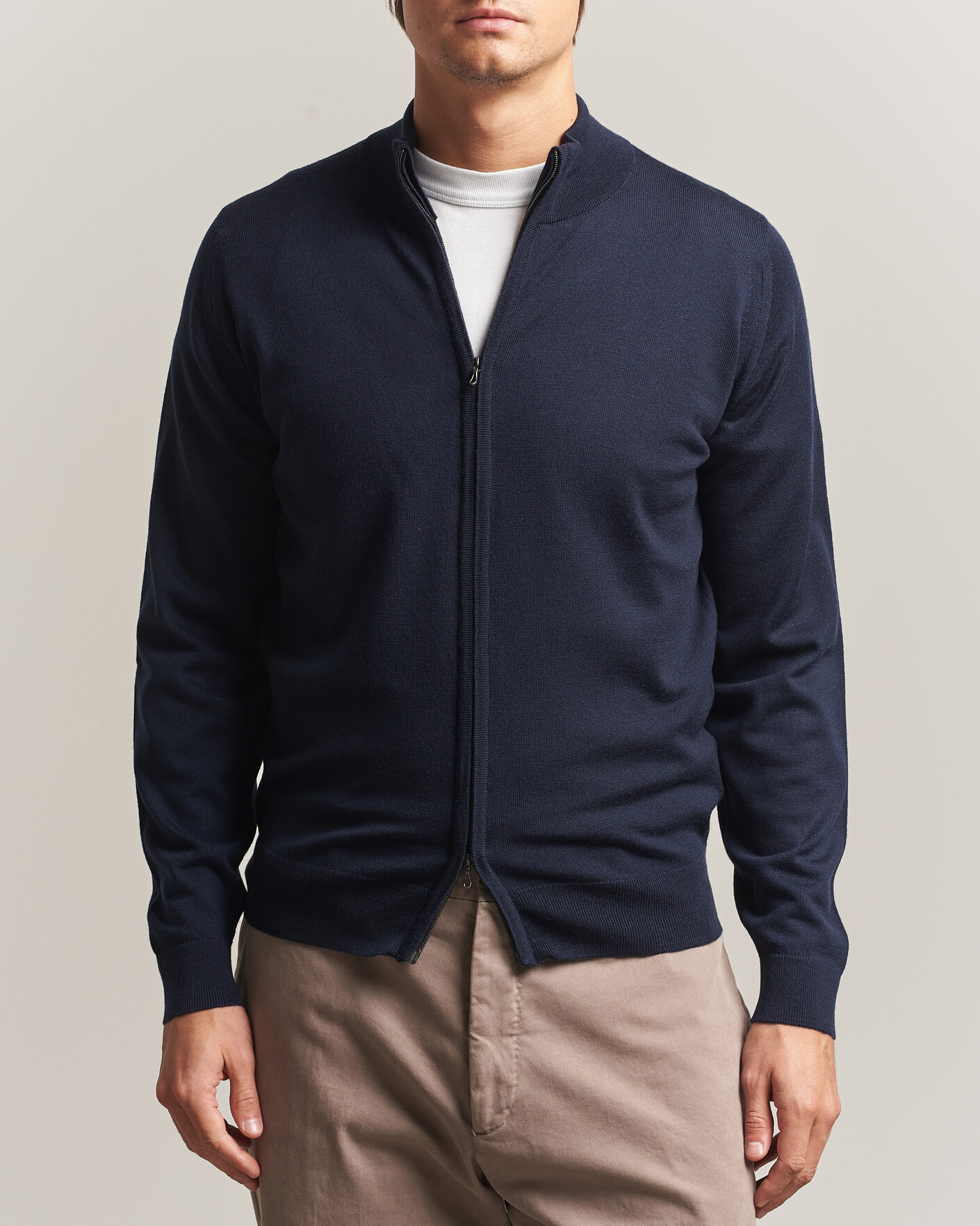 Hombres | Jerséis y prendas de punto | John Smedley | Claygate Extra Fine Merino Full Zip Midnight