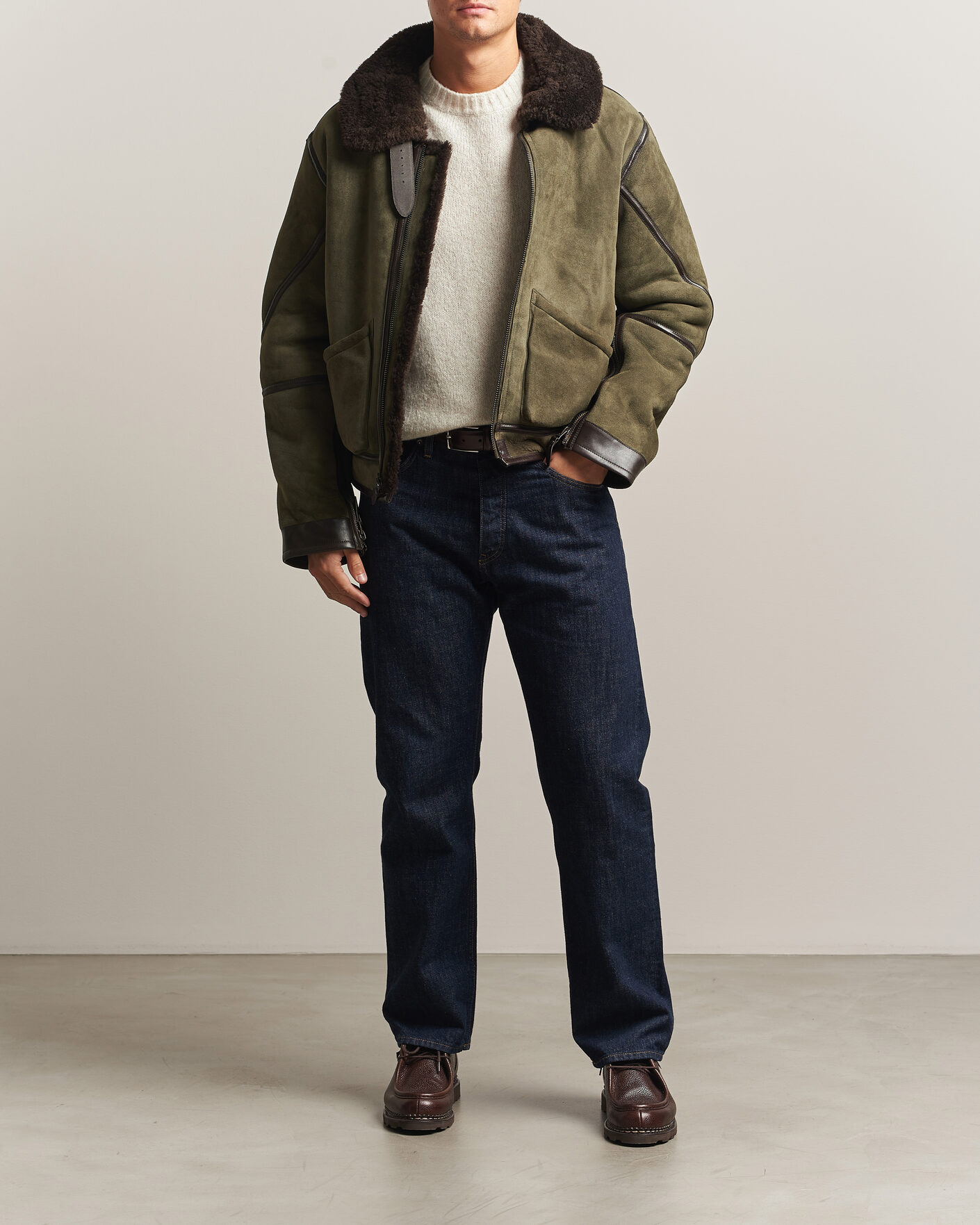 Hombres | Abrigos y chaquetas | Polo Ralph Lauren | Suede Leather Flight Jacket Myrtle Green