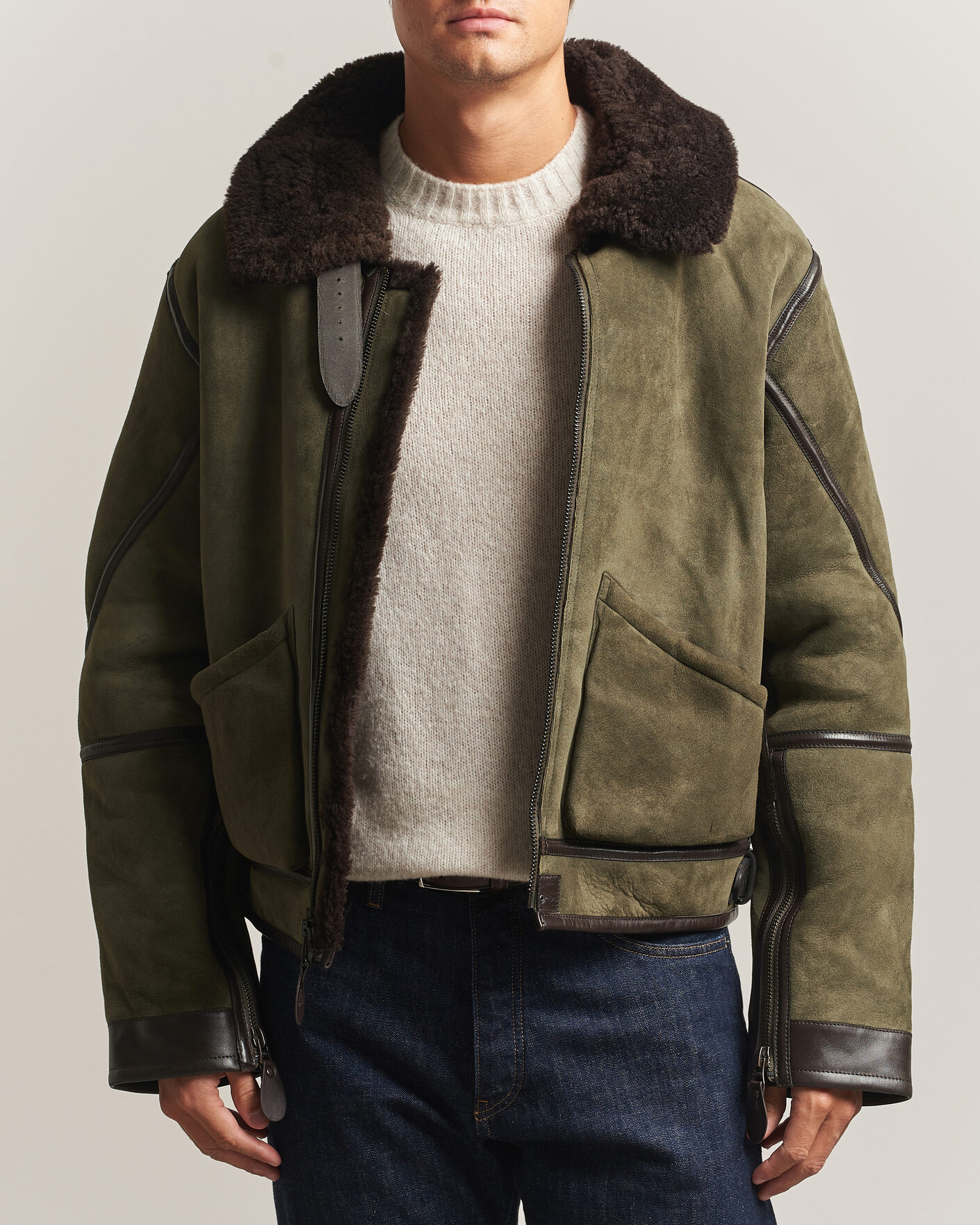 Hombres | Abrigos y chaquetas | Polo Ralph Lauren | Suede Leather Flight Jacket Myrtle Green