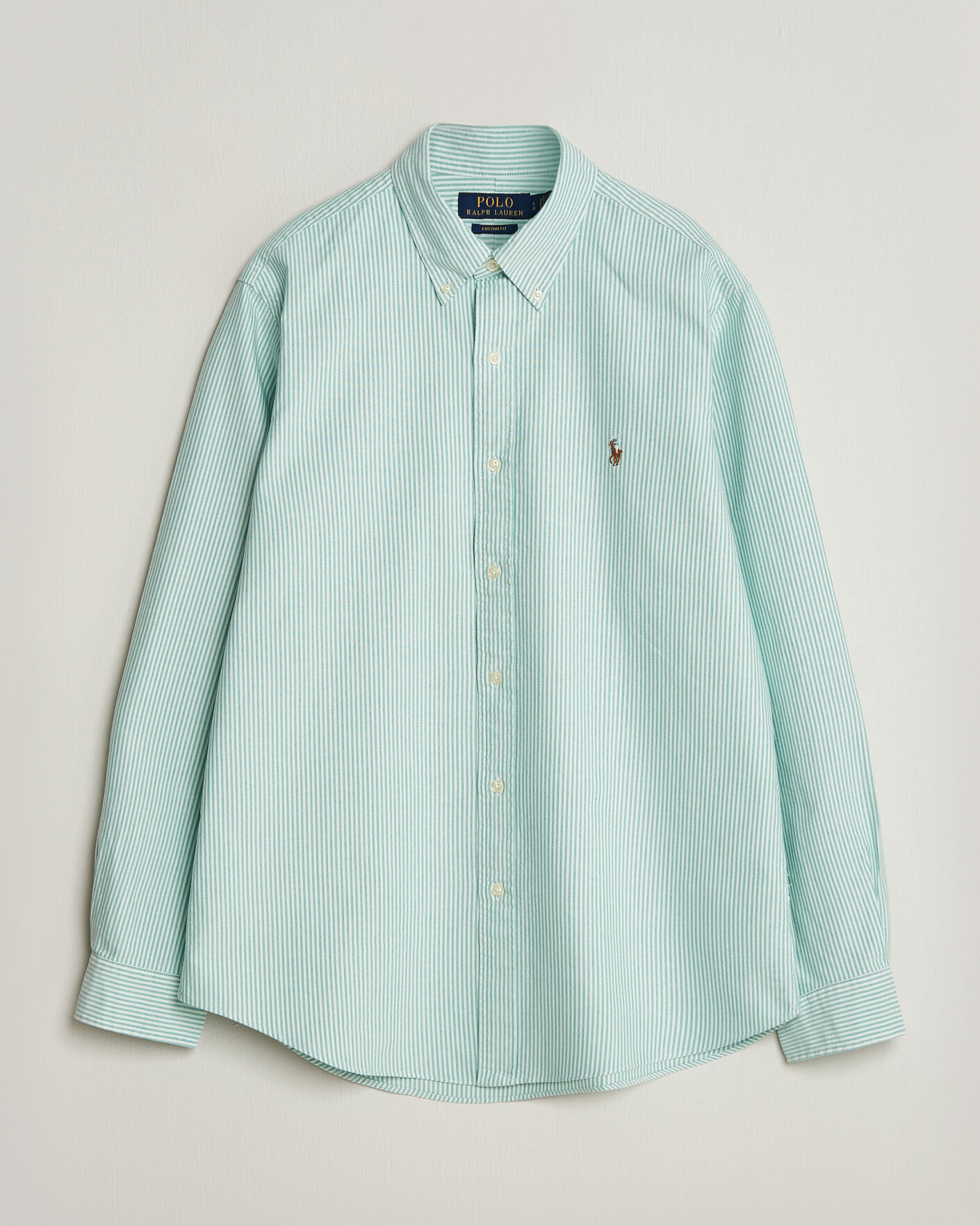 Hombres | Camisas | Polo Ralph Lauren | Custom Fit Striped Oxford Shirt Scarab Green/White