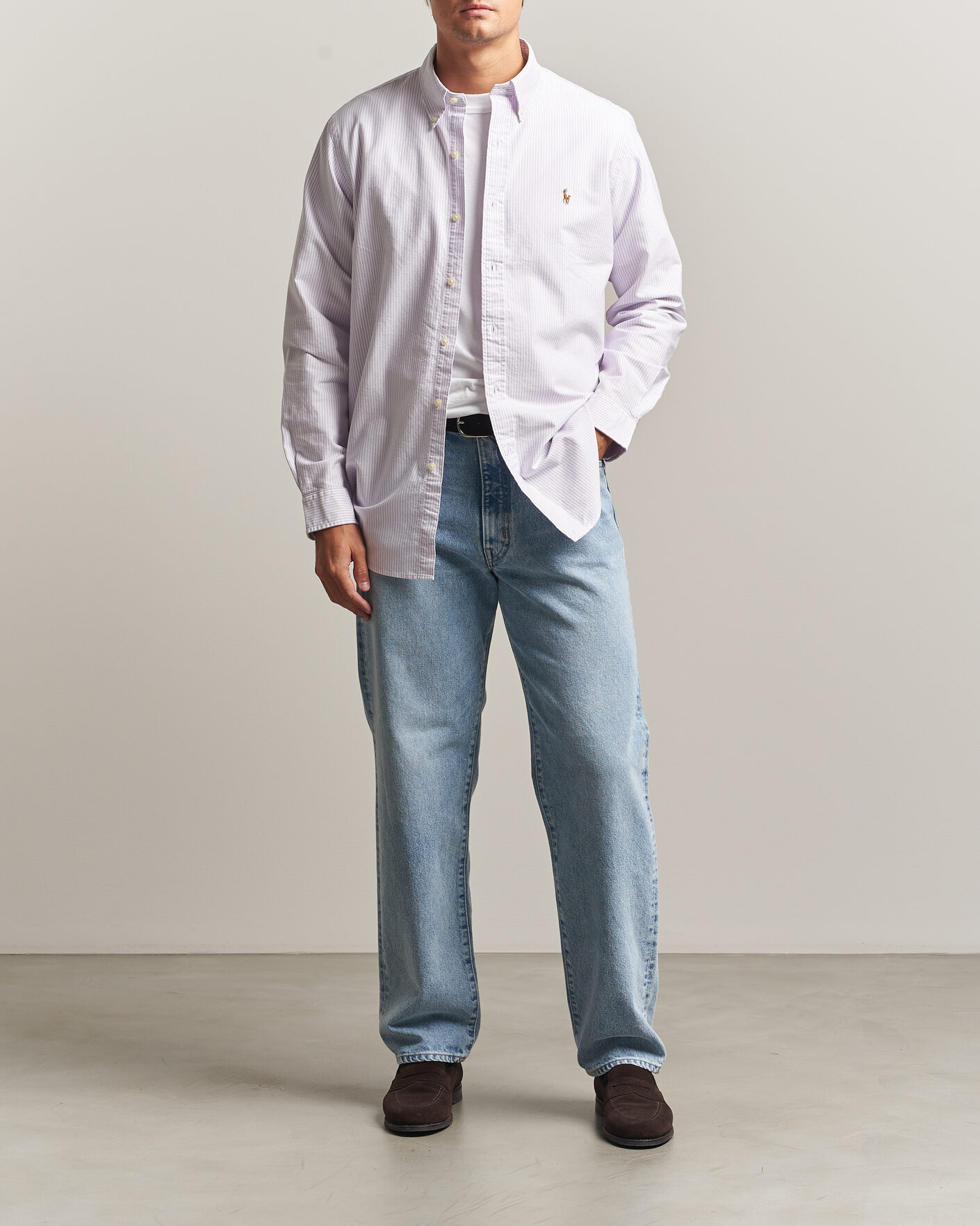 Hombres | Camisas | Polo Ralph Lauren | Custom Fit Striped Oxford Shirt Lilac/White