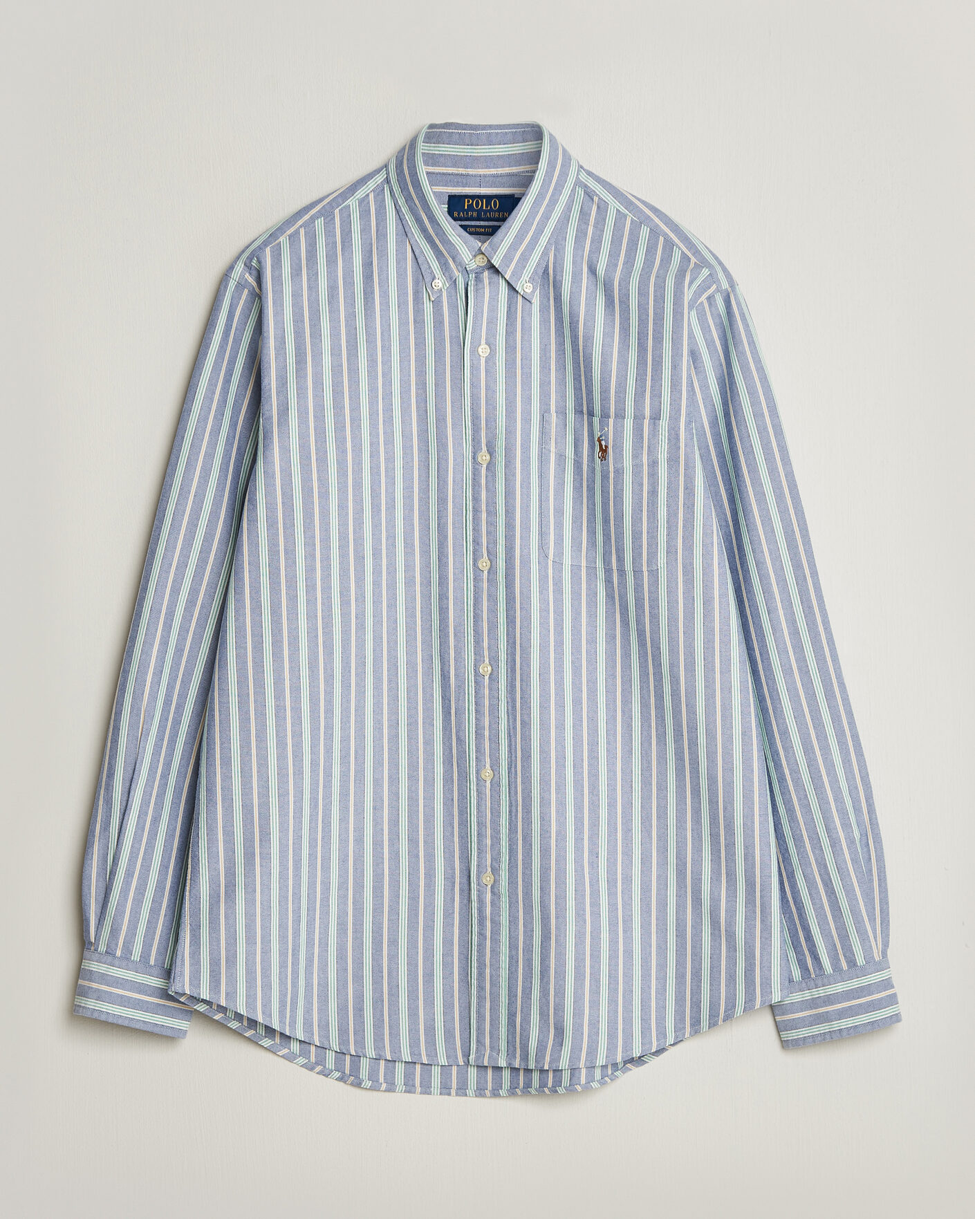 Hombres | Camisas | Polo Ralph Lauren | Custom Fit Striped Pocket Oxford Shirt Navy/Yellow