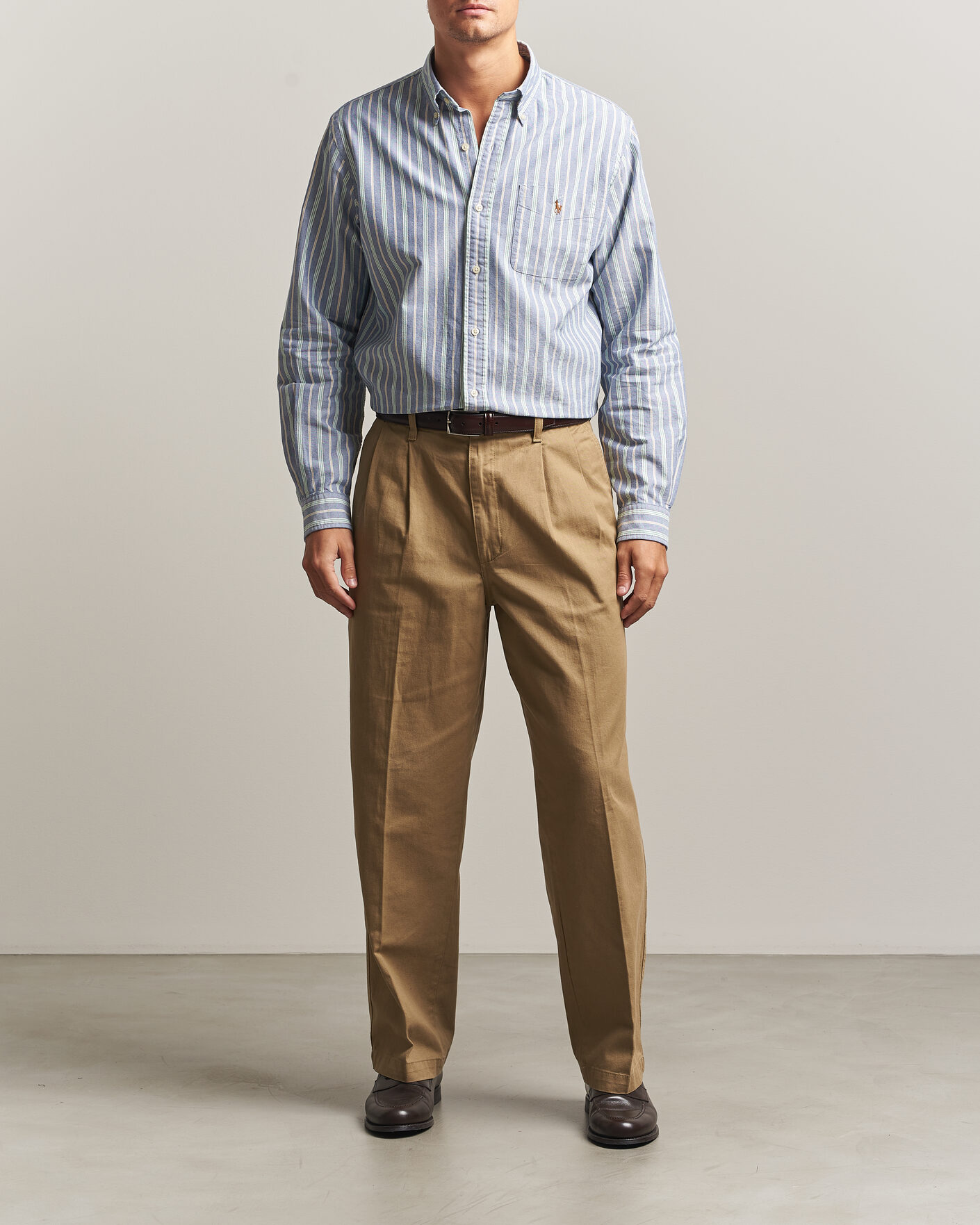Hombres | Camisas | Polo Ralph Lauren | Custom Fit Striped Pocket Oxford Shirt Navy/Yellow