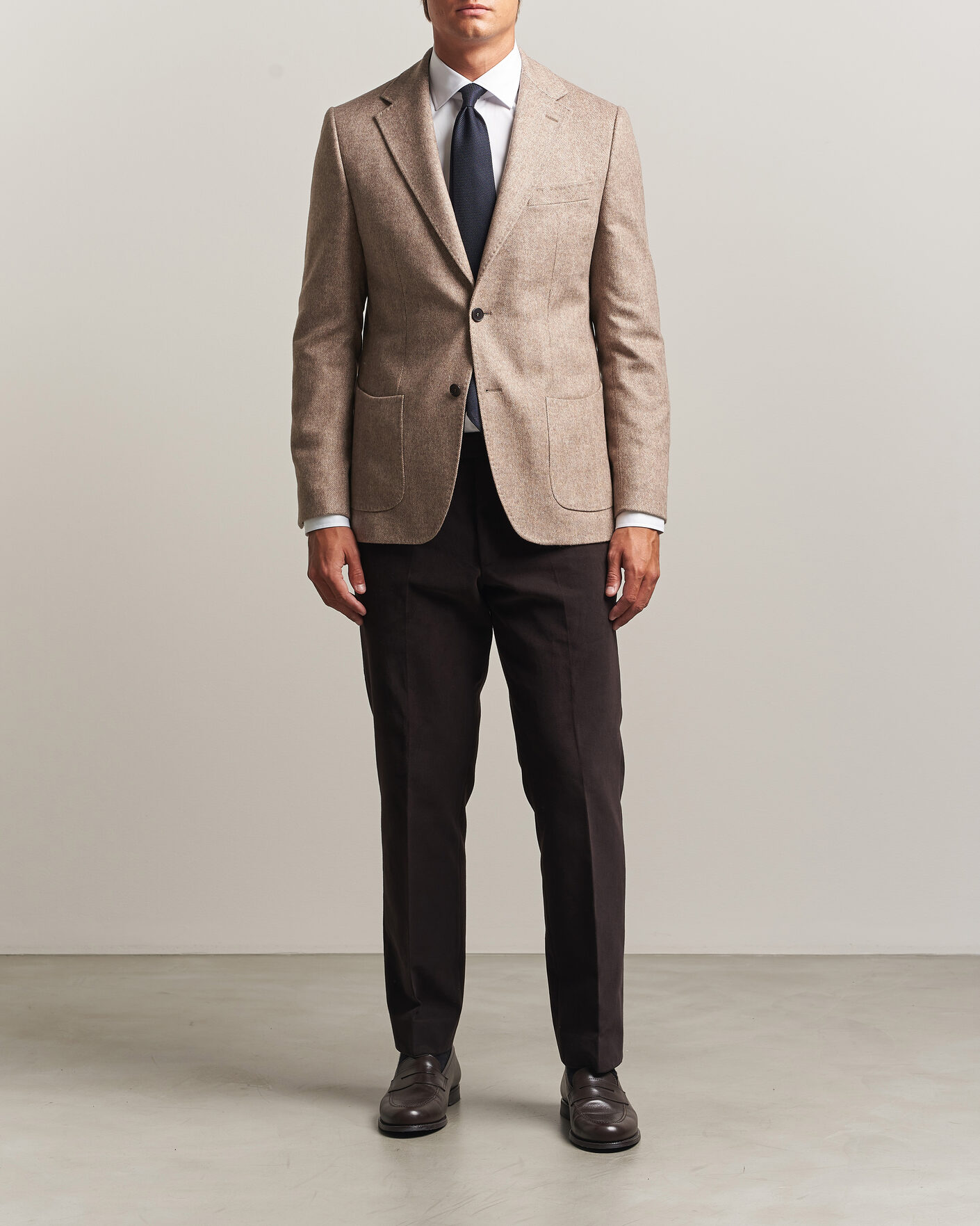 Hombres | Blazers | Morris | Soft Herringbone Blazer Khaki