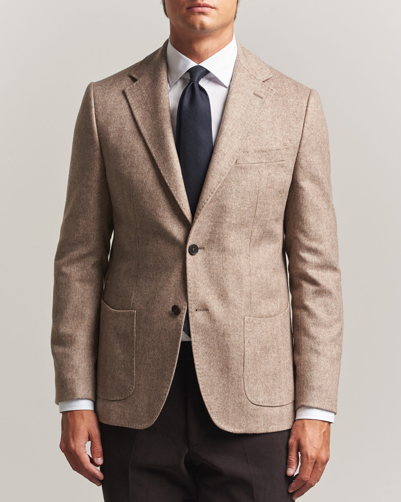 Hombres | Blazers | Morris | Soft Herringbone Blazer Khaki