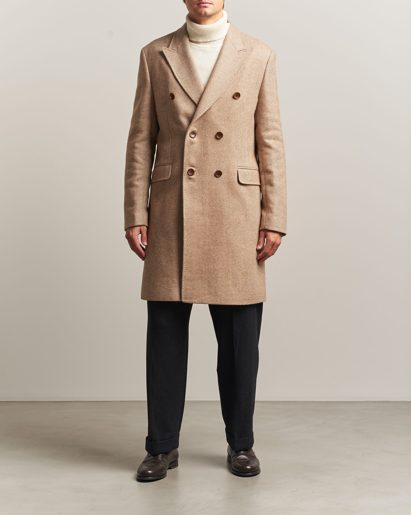 Hombres | Abrigos y chaquetas | Morris | Herringbone DB Coat Camel