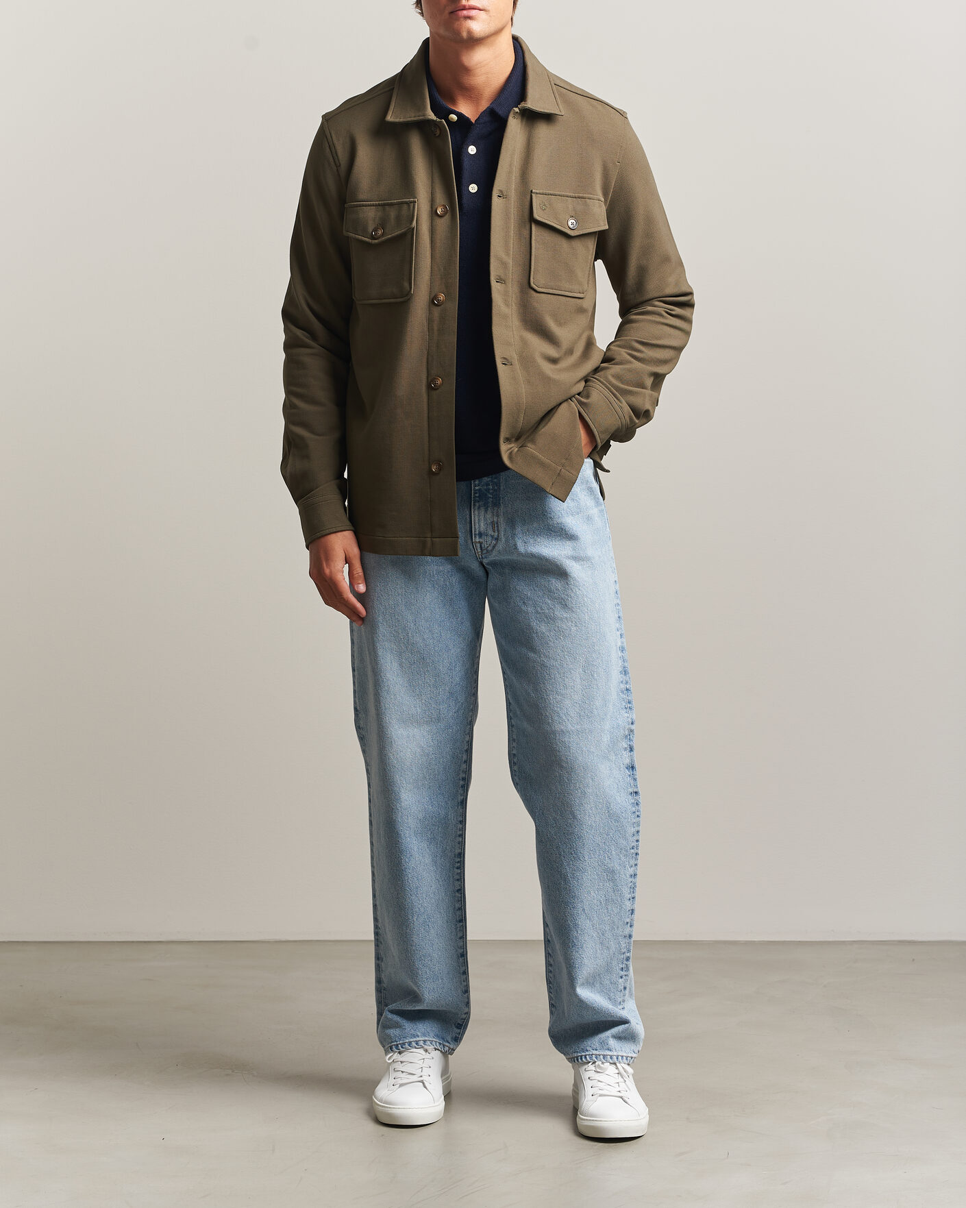 Hombres | Camisas | Morris | Andrew Jersey Overshirt Olive