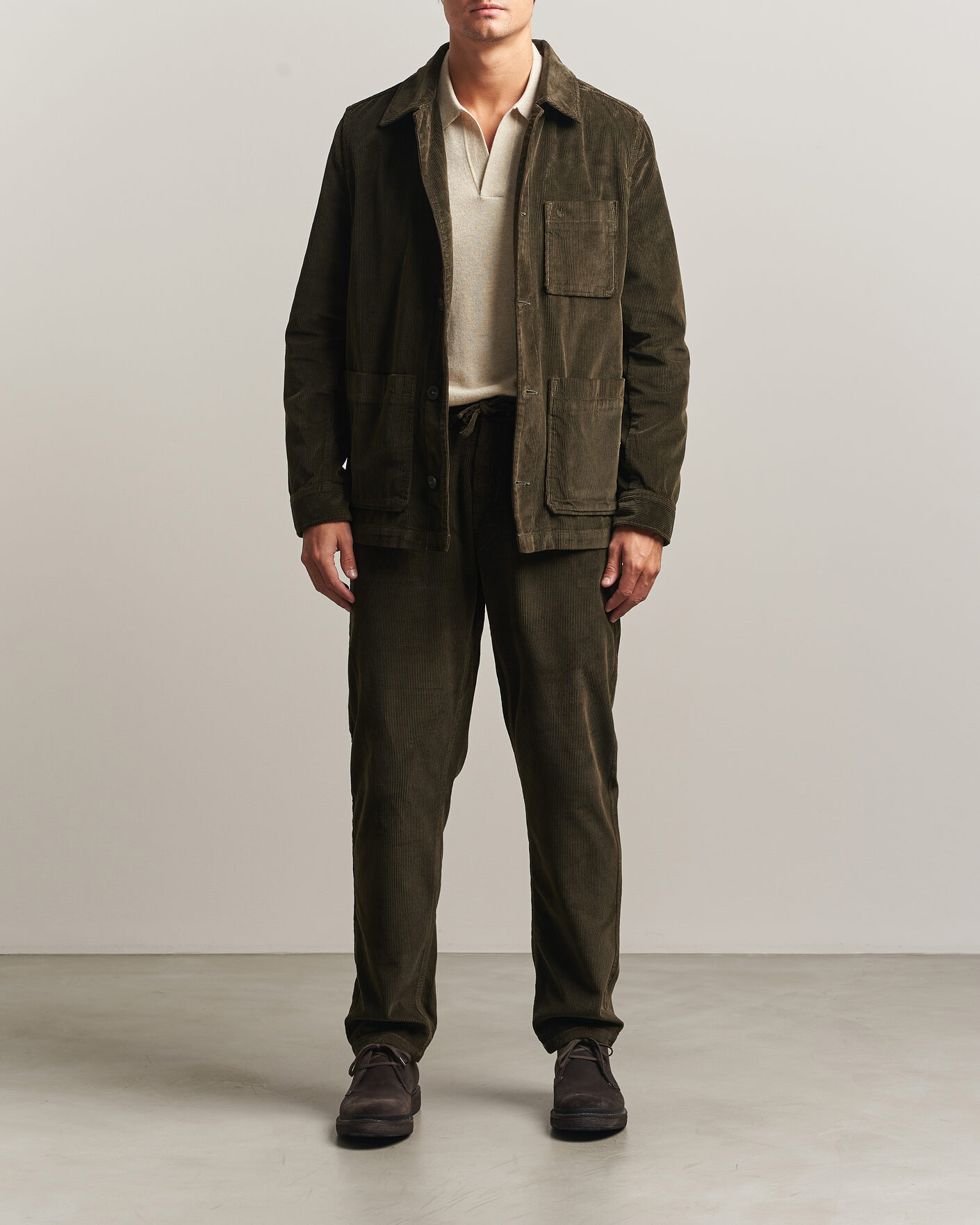 Hombres | Camisas | Morris | Fenix Cord Shirt Jacket Olive