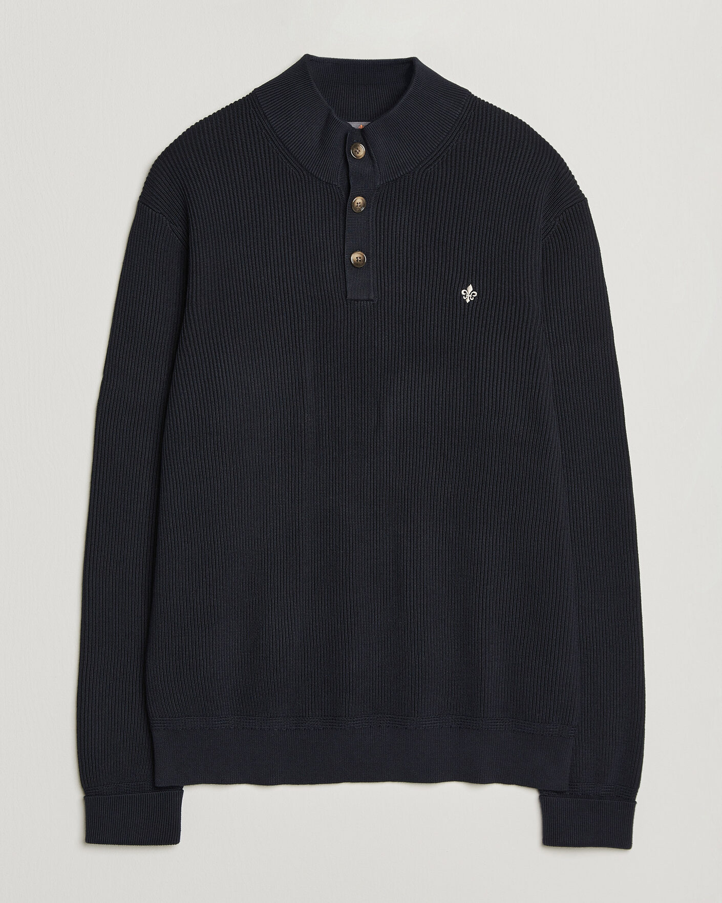 Hombres | Jerséis y prendas de punto | Morris | Niall Half Button Sweater Old Blue