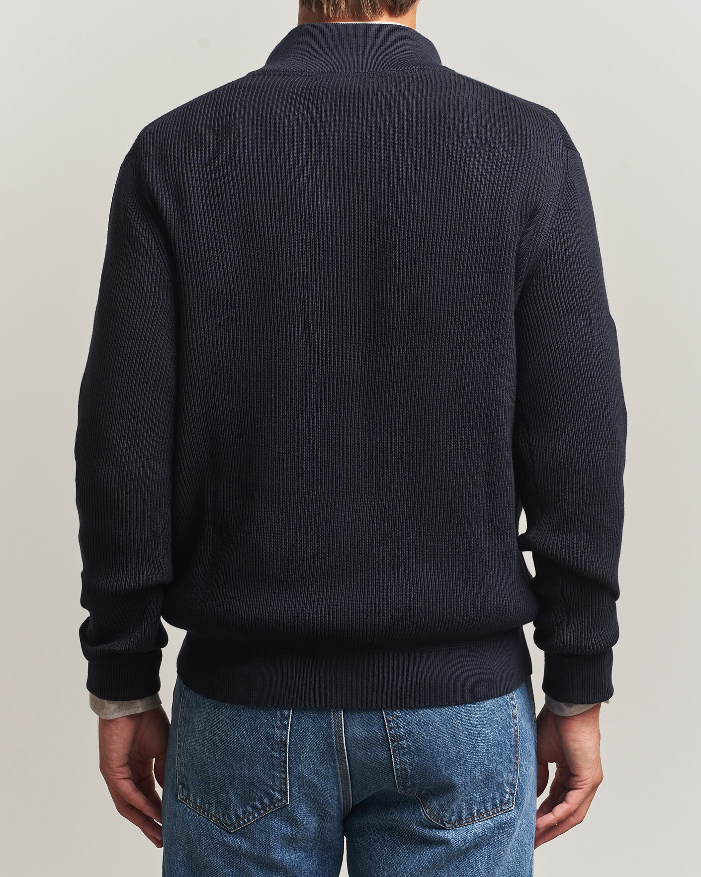 Hombres | Jerséis y prendas de punto | Morris | Niall Half Button Sweater Old Blue