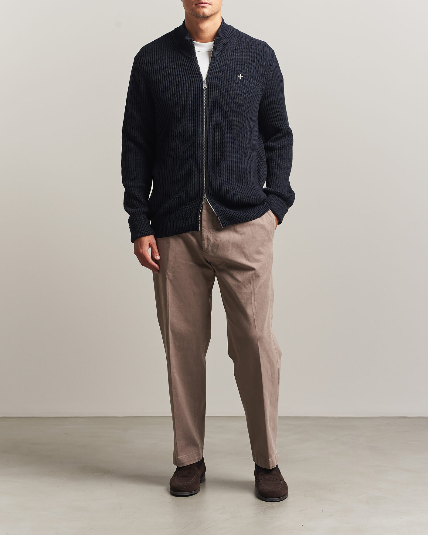 Hombres | Jerséis y prendas de punto | Morris | Duncan Zip Cardigan Old Blue