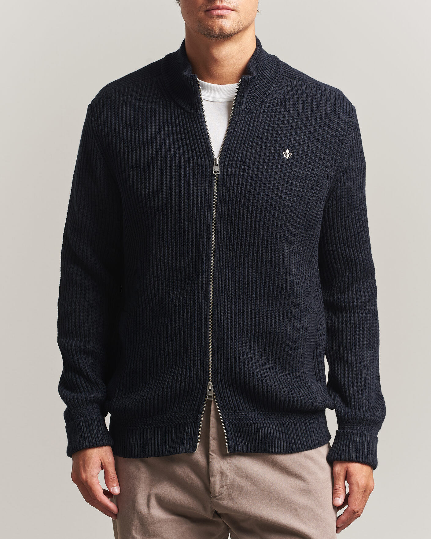 Hombres | Jerséis y prendas de punto | Morris | Duncan Zip Cardigan Old Blue