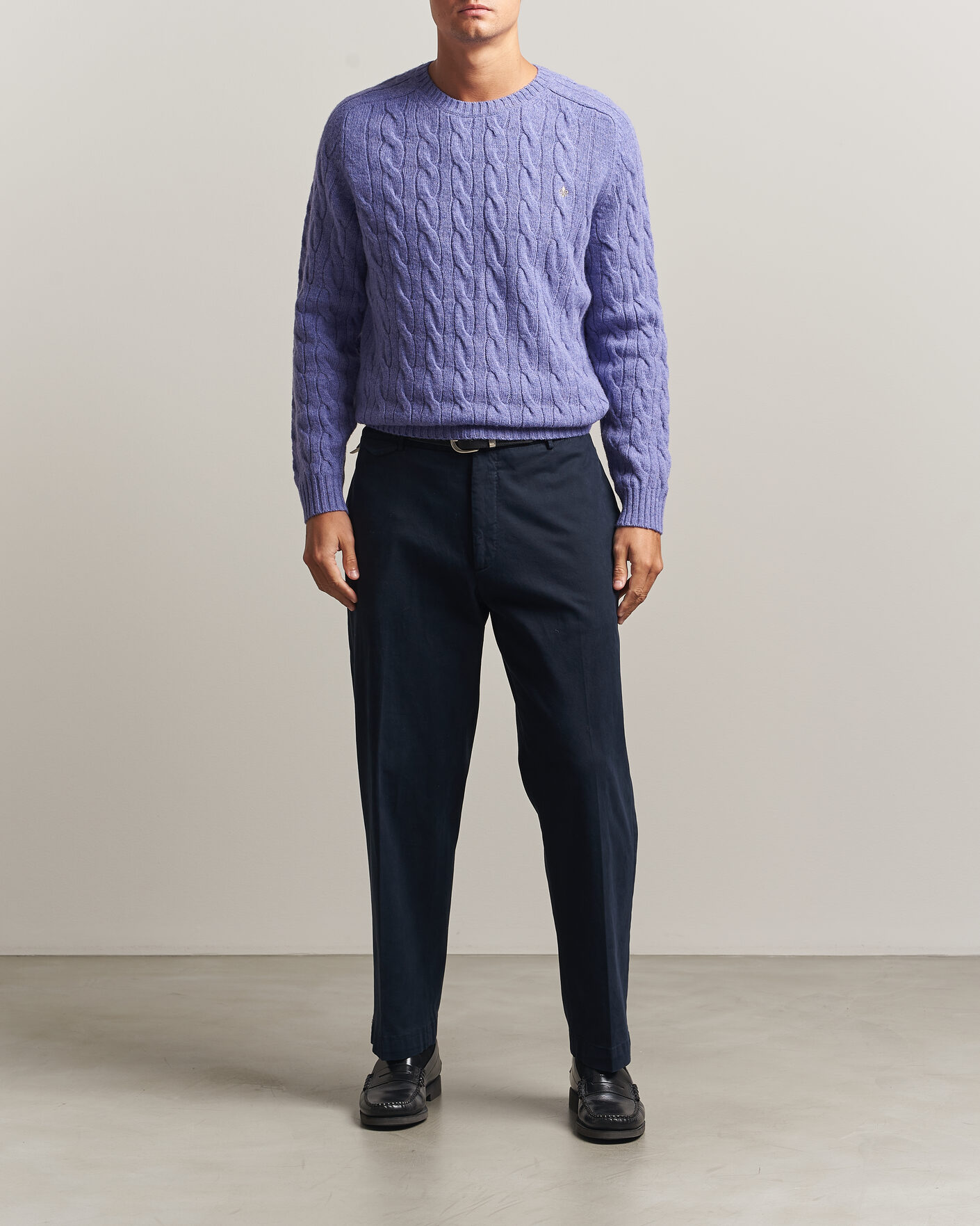 Hombres | Jerséis y prendas de punto | Morris | Archard Cable Sweater Purple