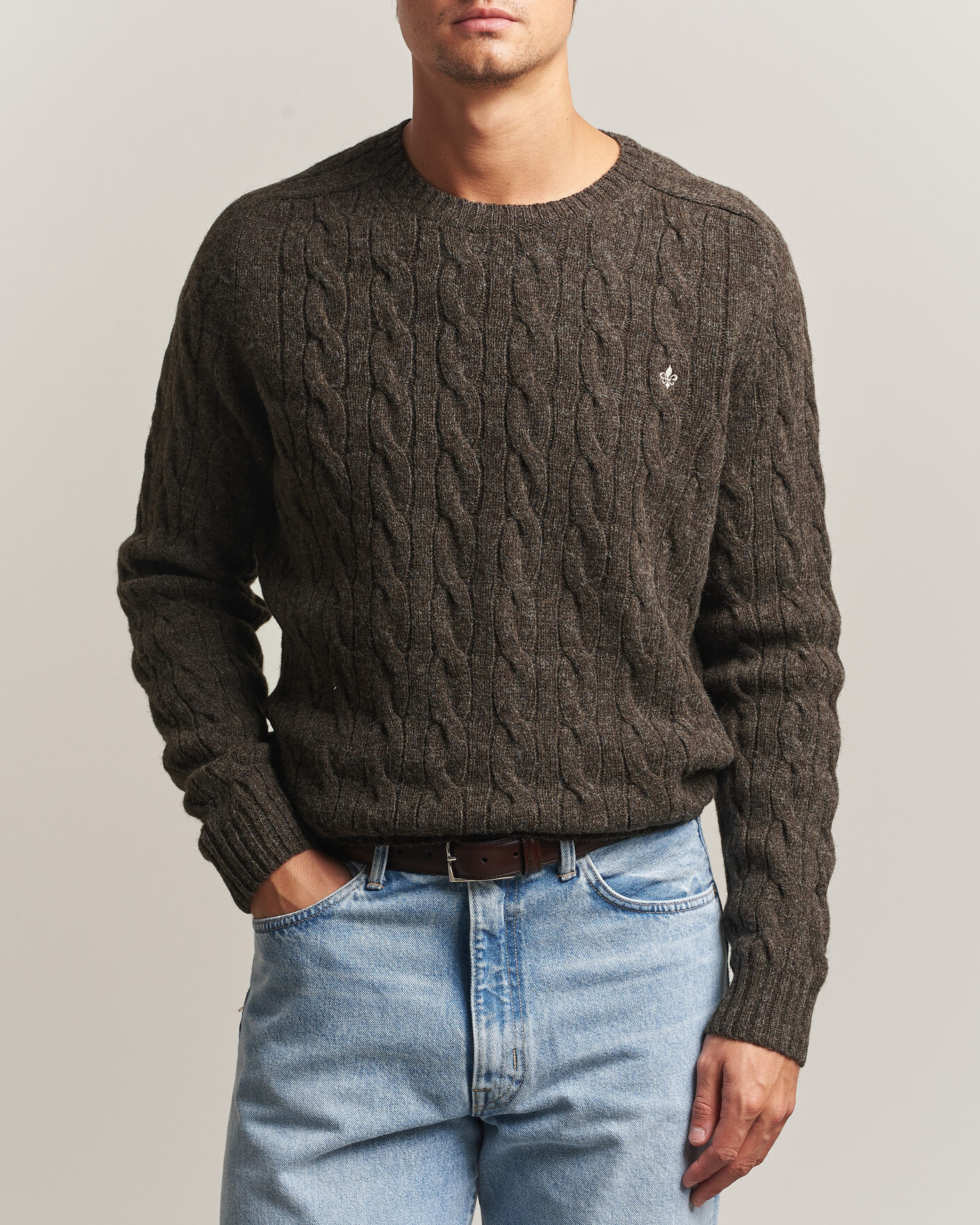 Hombres | Jerséis y prendas de punto | Morris | Archard Cable Sweater Brown