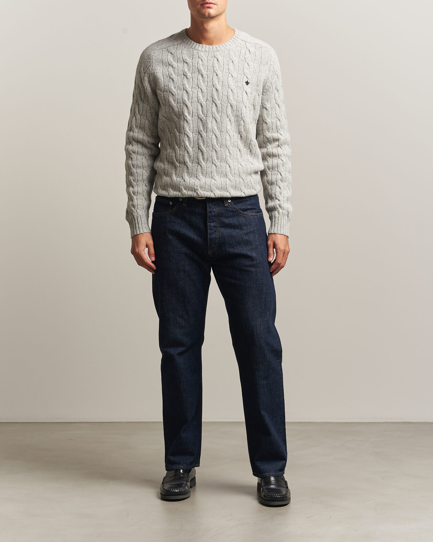Hombres | Jerséis y prendas de punto | Morris | Archard Cable Sweater Grey