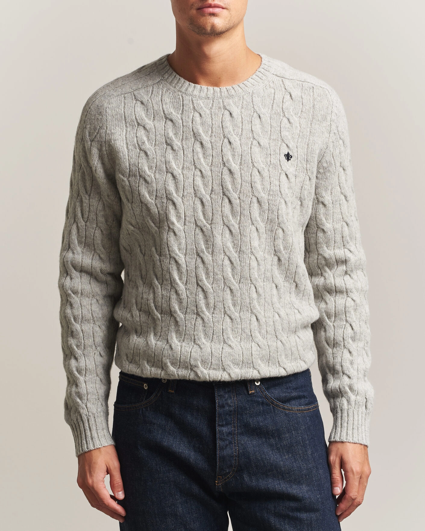 Hombres | Jerséis y prendas de punto | Morris | Archard Cable Sweater Grey