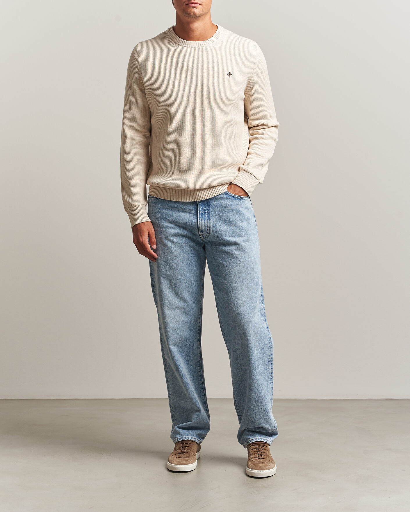 Hombres | Jerséis y prendas de punto | Morris | Colin O-Neck Khaki
