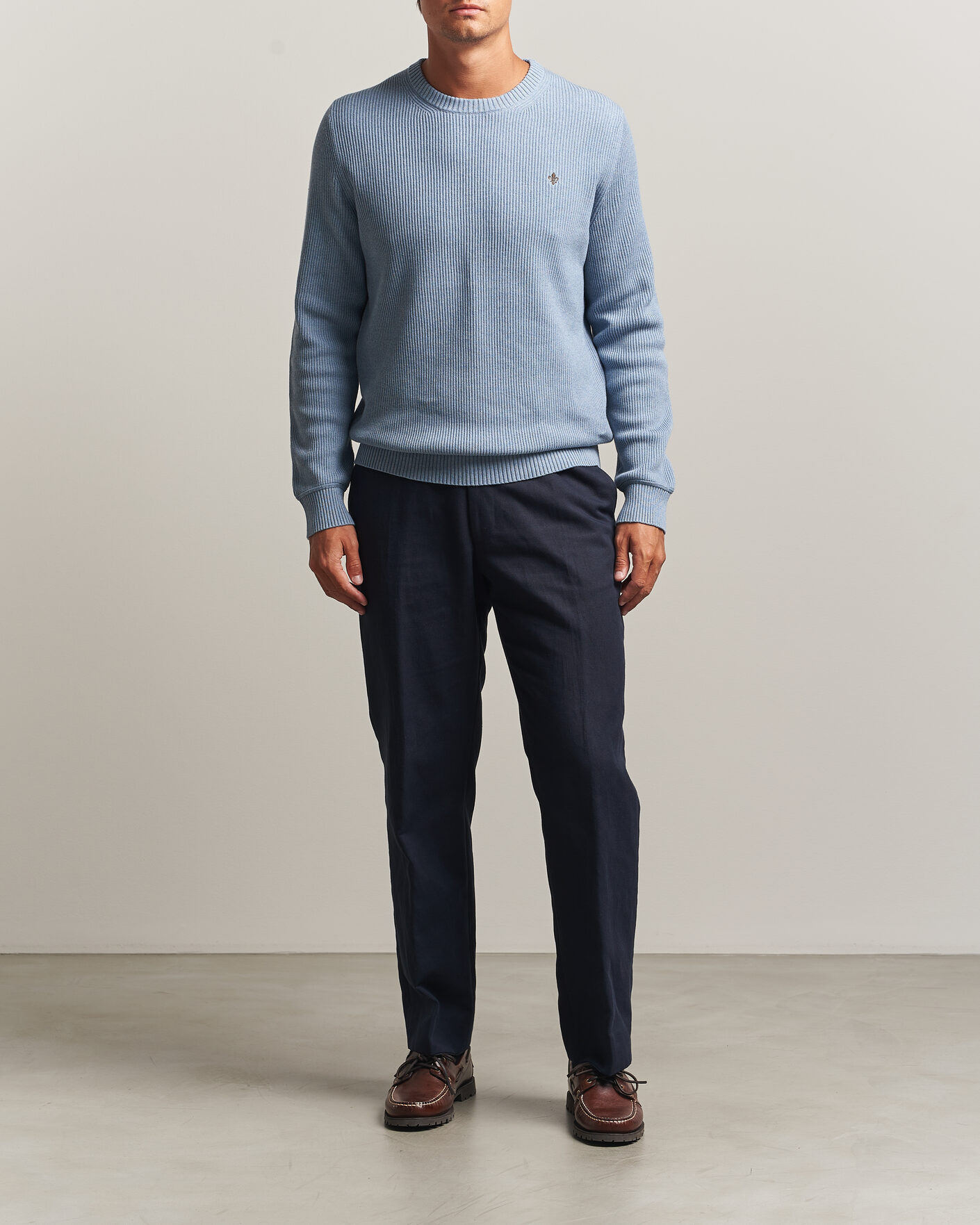 Hombres | Jerséis y prendas de punto | Morris | Colin O-Neck Light Blue