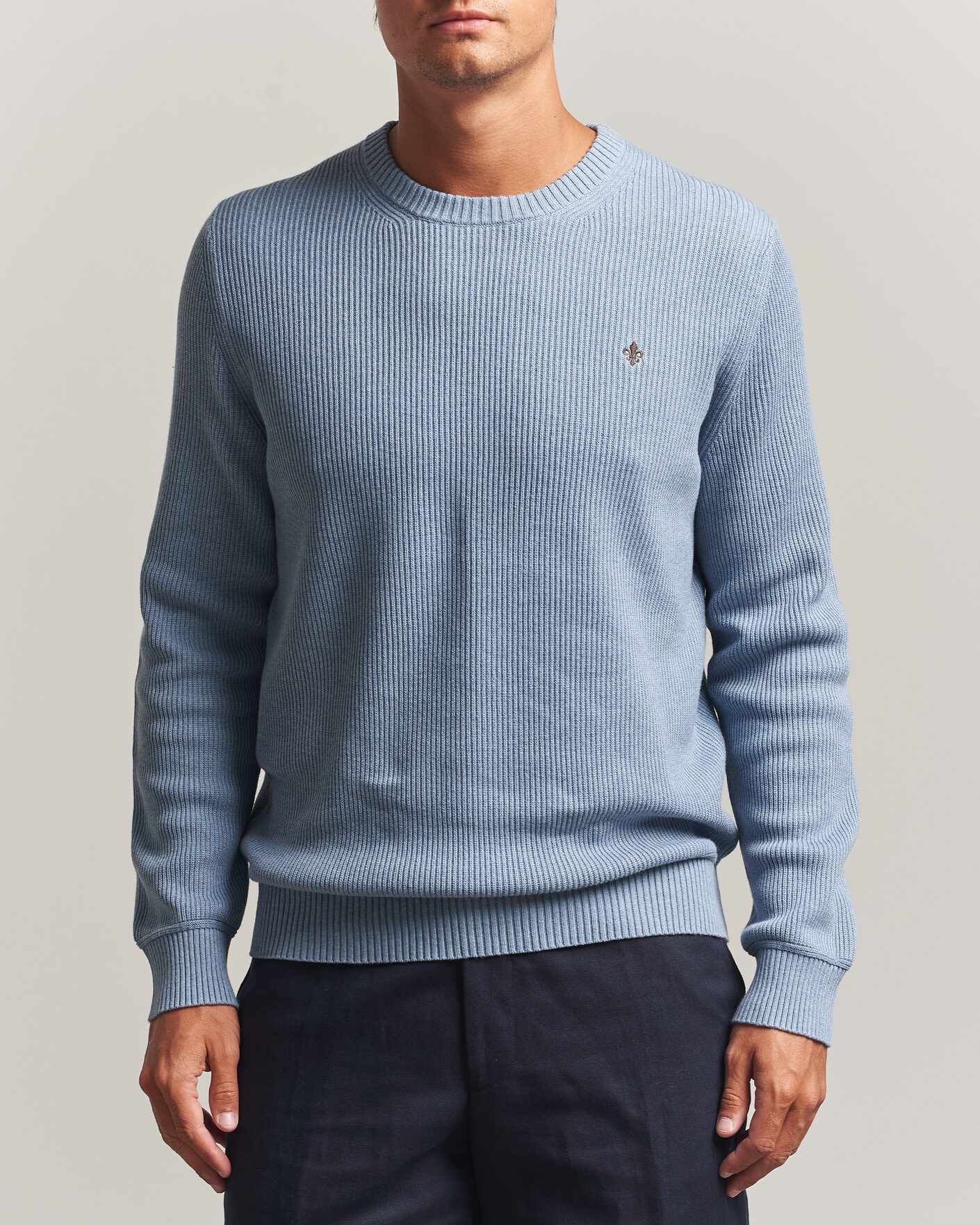 Hombres | Jerséis y prendas de punto | Morris | Colin O-Neck Light Blue