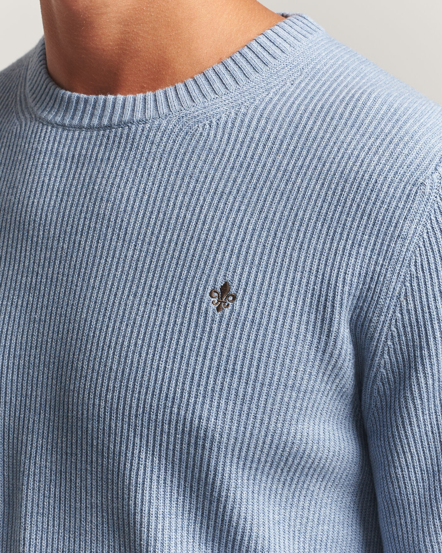 Hombres | Jerséis y prendas de punto | Morris | Colin O-Neck Light Blue