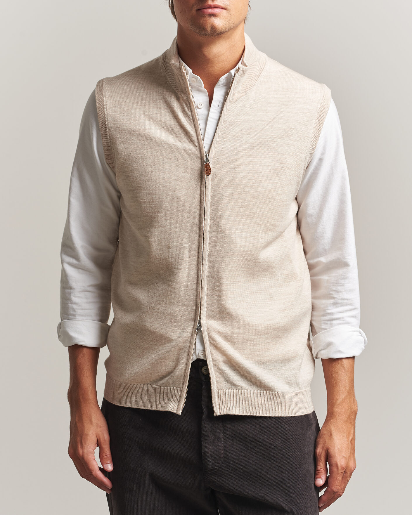 Hombres | Jerséis y prendas de punto | Morris | Merino Zip Vest Off White