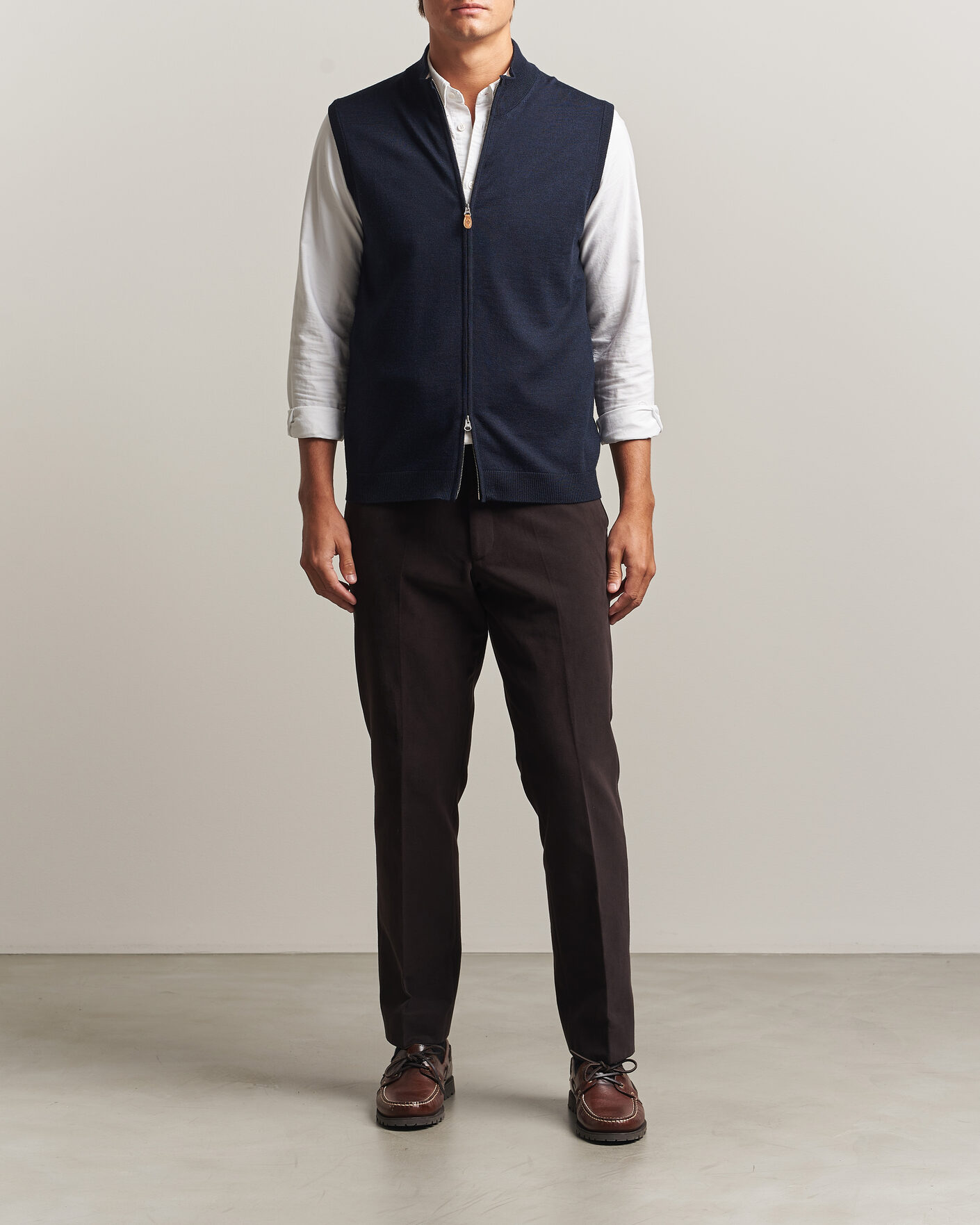 Hombres | Jerséis y prendas de punto | Morris | Merino Zip Vest Navy