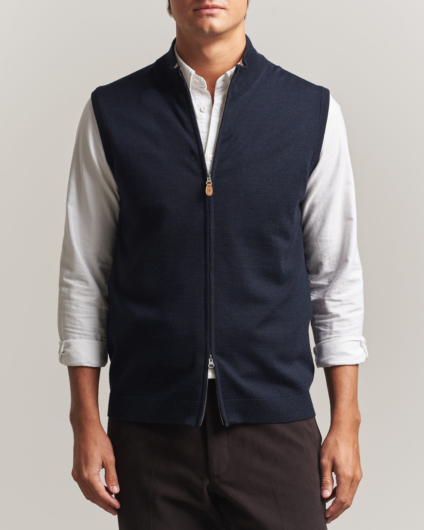 Hombres | Jerséis y prendas de punto | Morris | Merino Zip Vest Navy