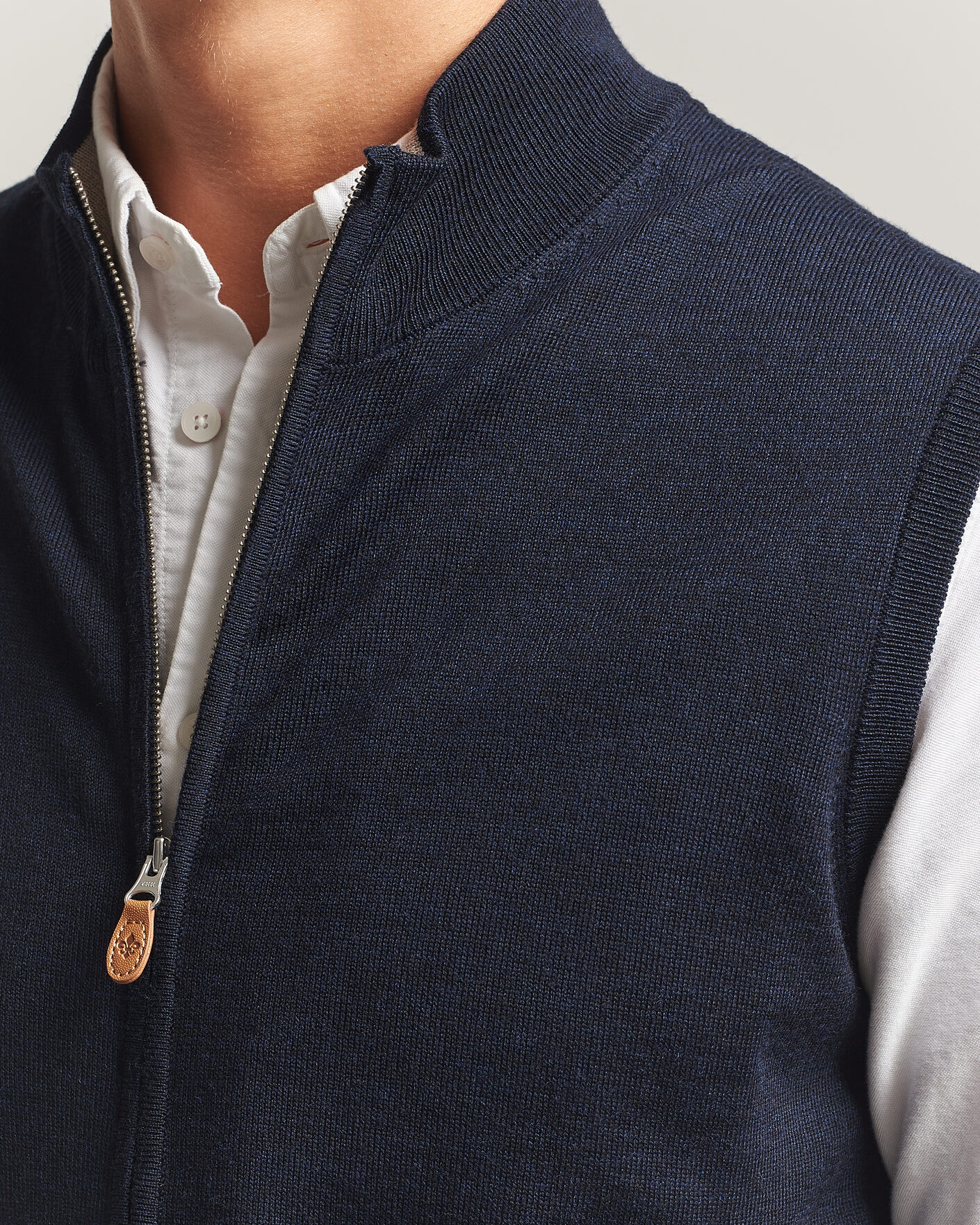 Hombres | Jerséis y prendas de punto | Morris | Merino Zip Vest Navy