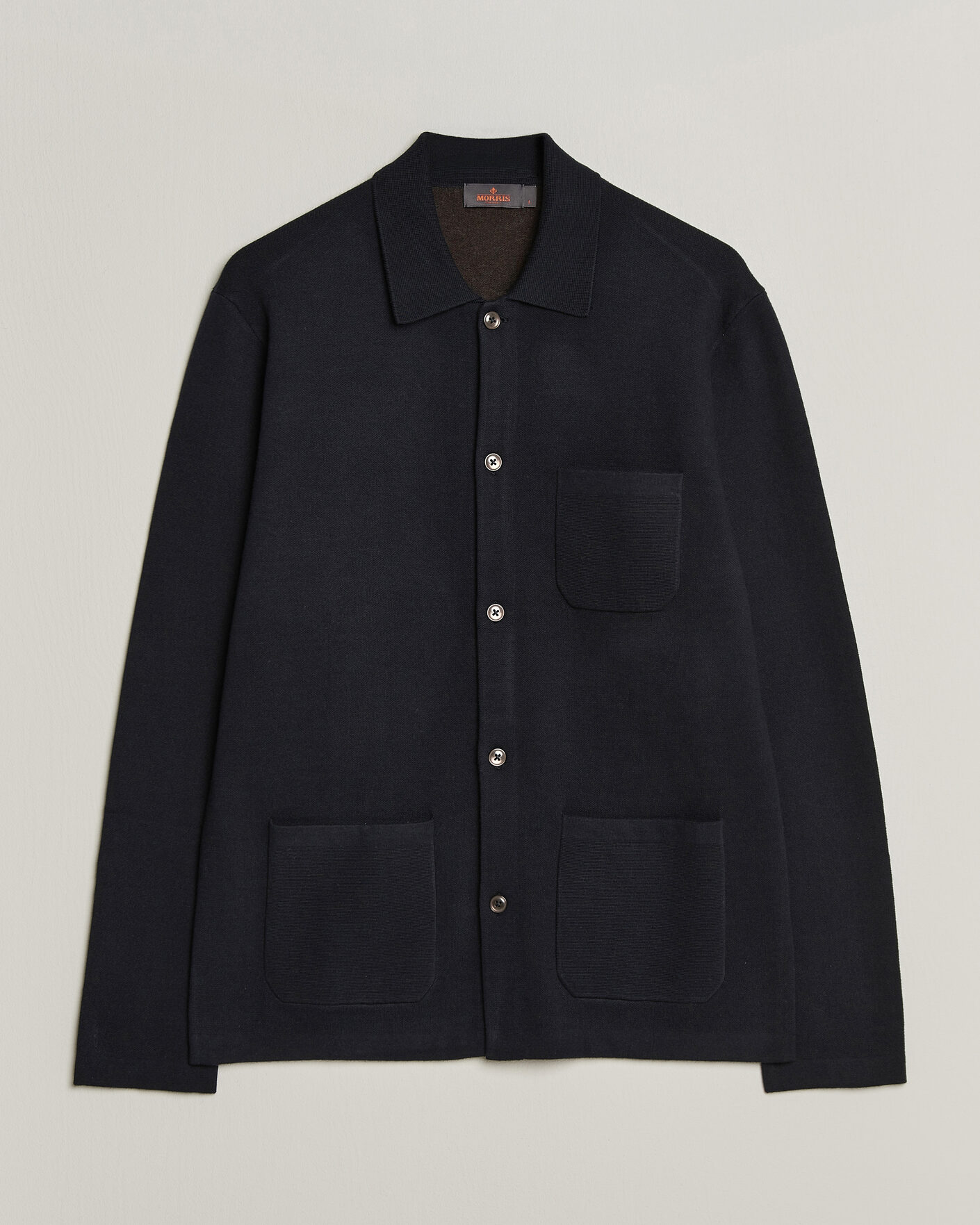 Hombres | Jerséis y prendas de punto | Morris | Dudley Knitted Overshirt Navy