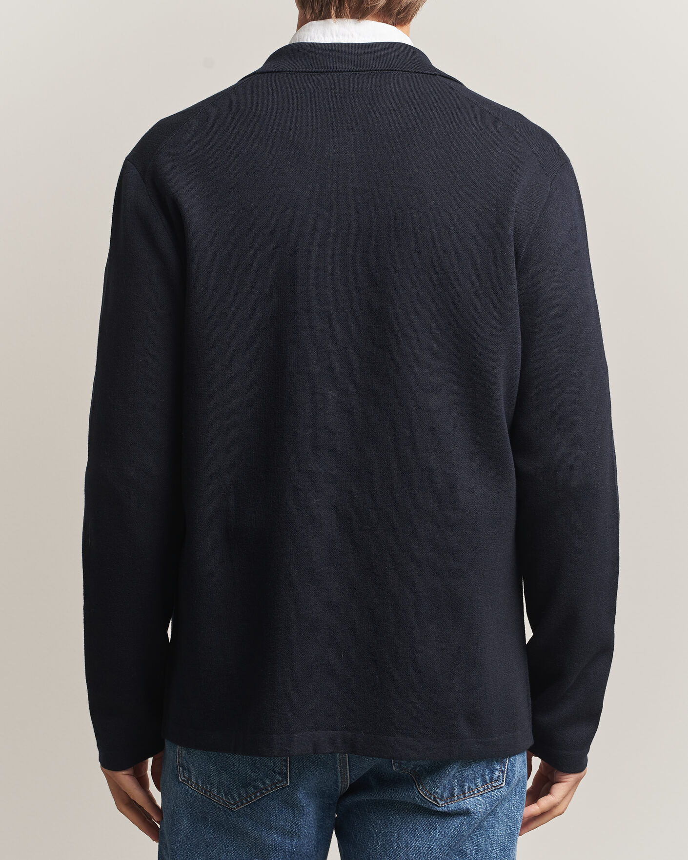 Hombres | Jerséis y prendas de punto | Morris | Dudley Knitted Overshirt Navy