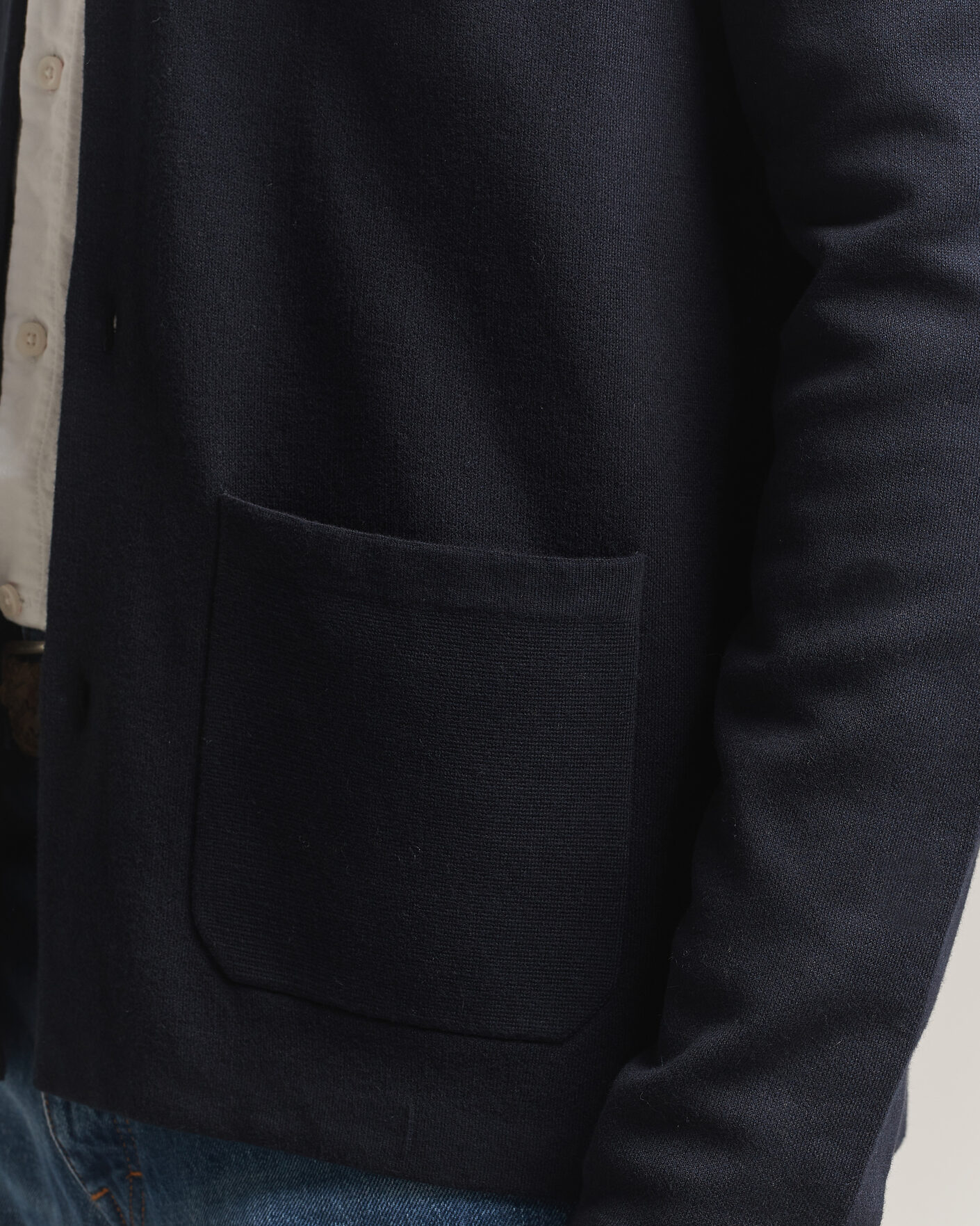Hombres | Jerséis y prendas de punto | Morris | Dudley Knitted Overshirt Navy