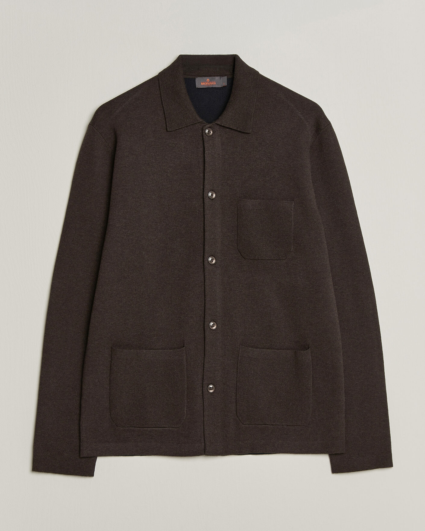 Hombres | Jerséis y prendas de punto | Morris | Dudley Knitted Overshirt Brown