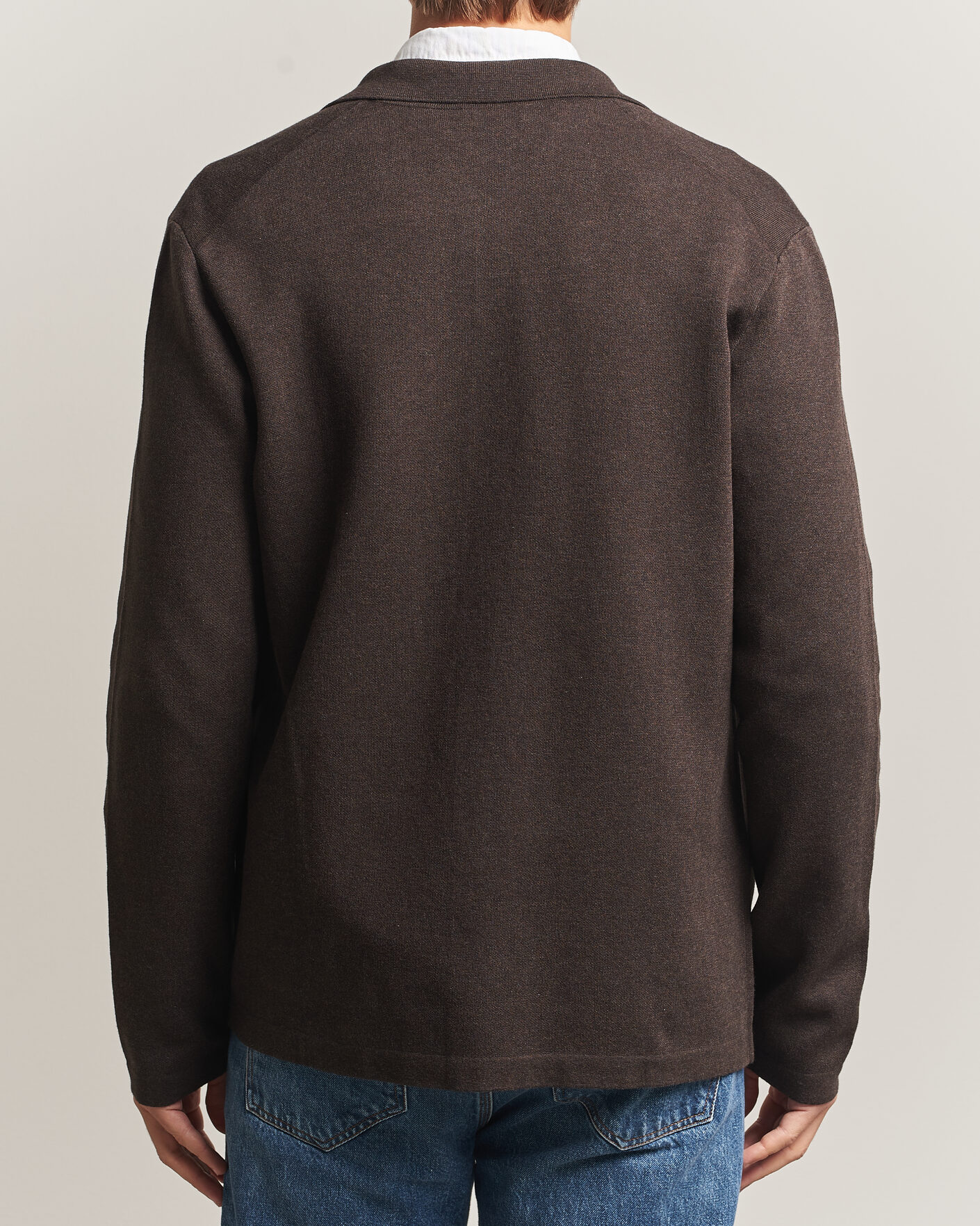 Hombres | Jerséis y prendas de punto | Morris | Dudley Knitted Overshirt Brown