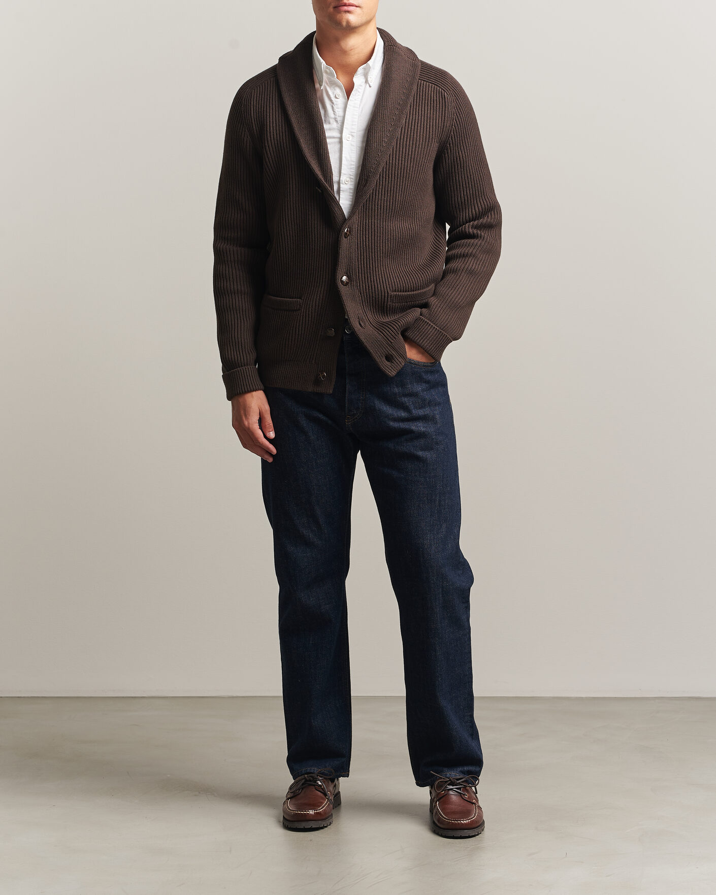 Hombres | Jerséis y prendas de punto | Morris | Brayden Shawl Cardigan Brown