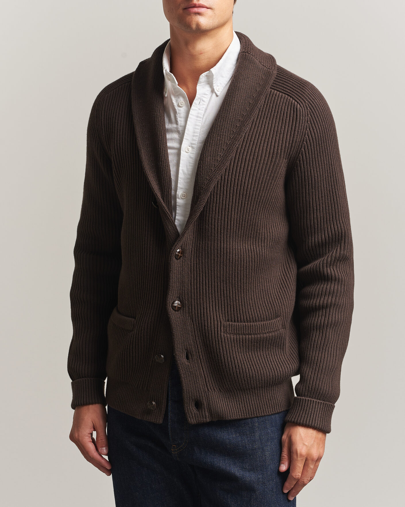 Hombres | Jerséis y prendas de punto | Morris | Brayden Shawl Cardigan Brown