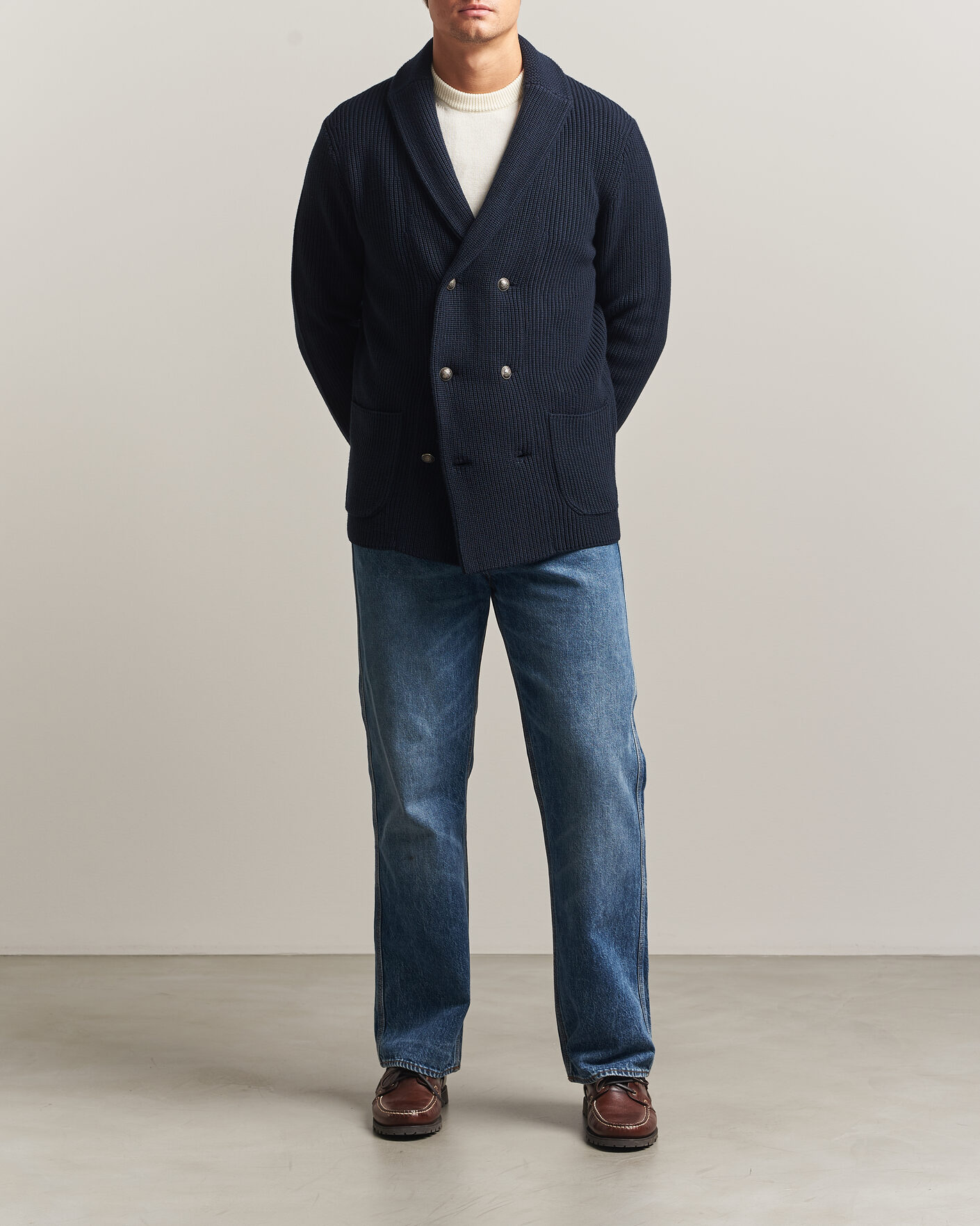 Hombres | Jerséis y prendas de punto | Morris | Brayden DB Shawl Cardigan Navy