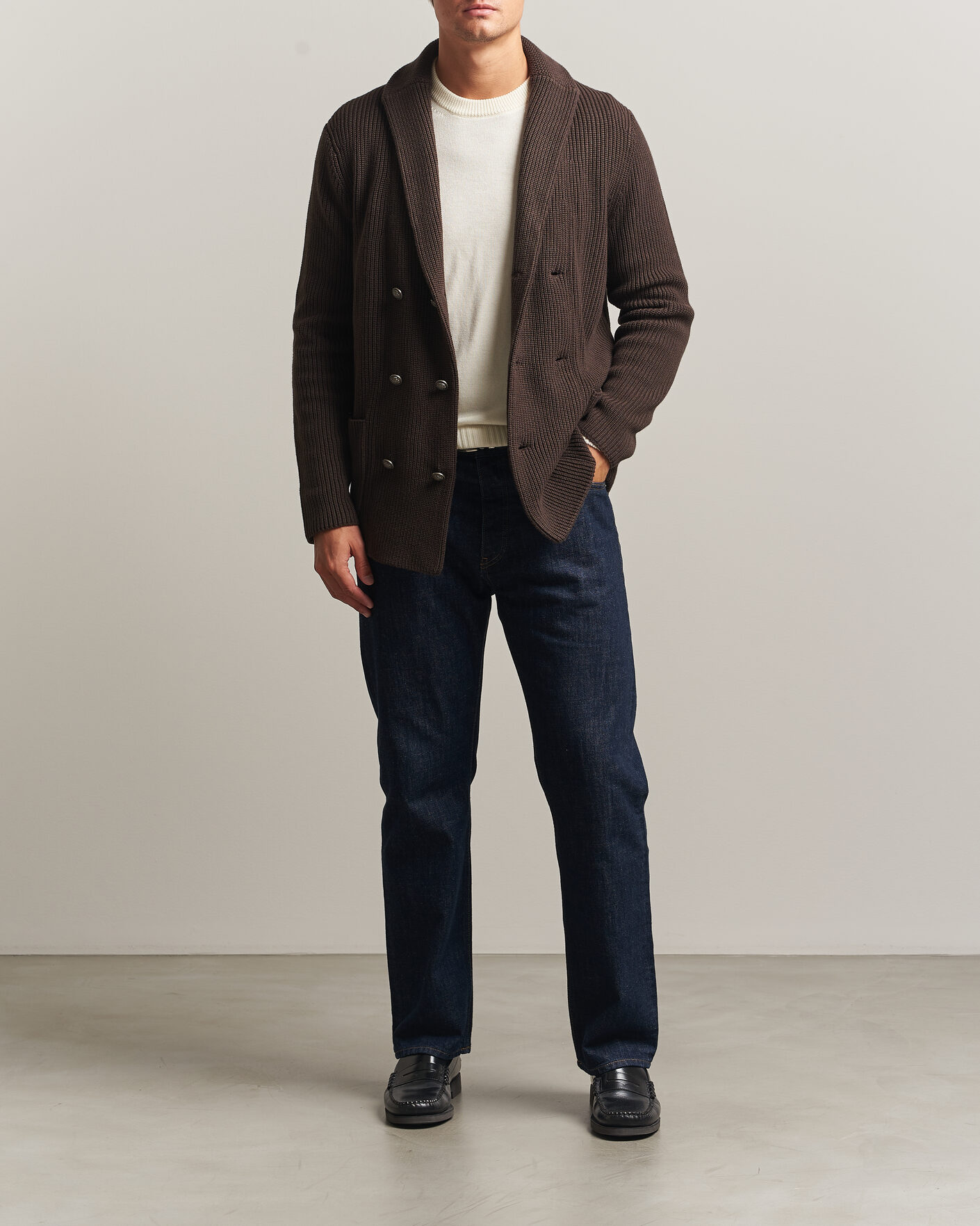 Hombres | Jerséis y prendas de punto | Morris | Brayden DB Shawl Cardigan Brown