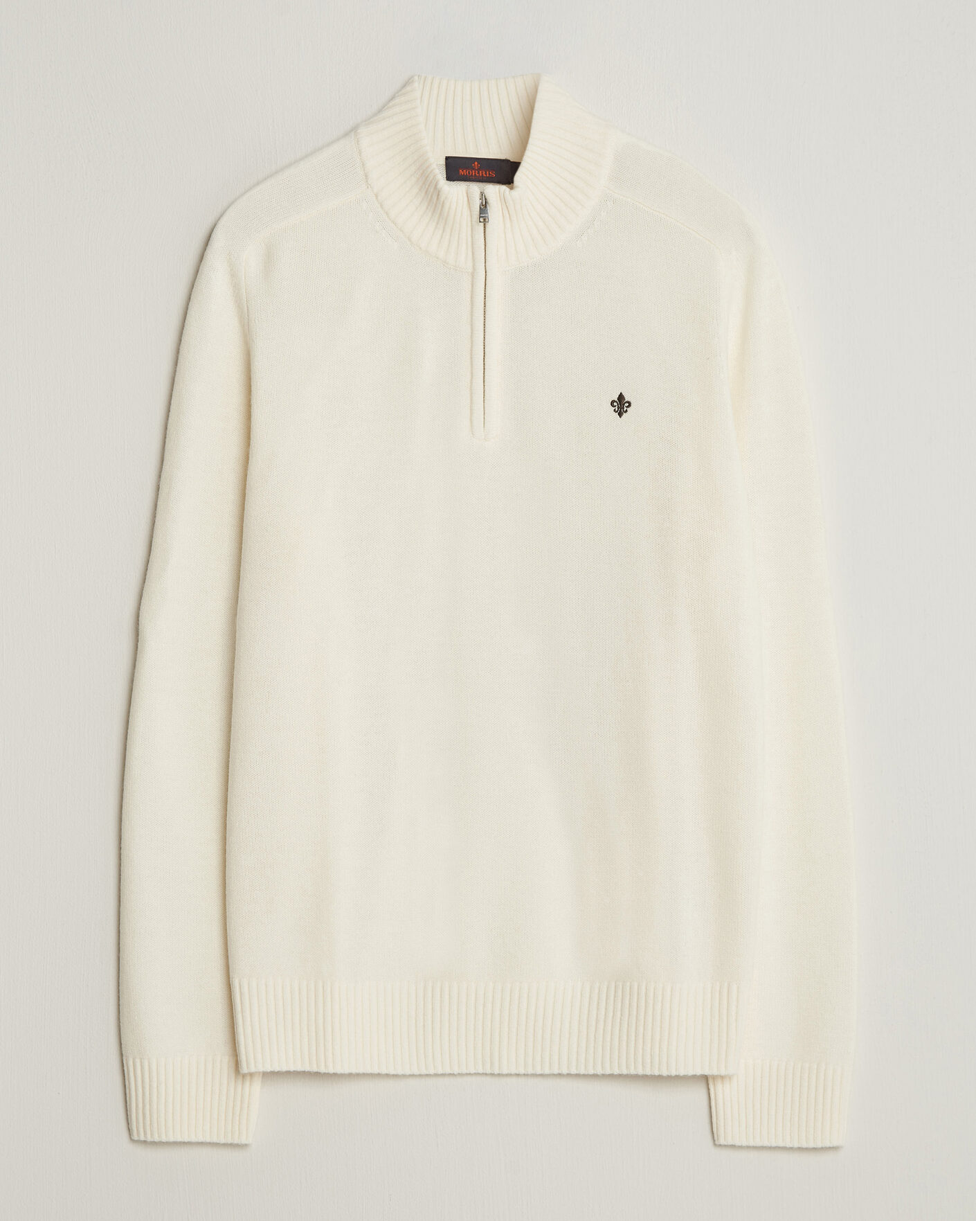 Hombres | Jerséis y prendas de punto | Morris | Hertford Lambswool Half Zip Off White