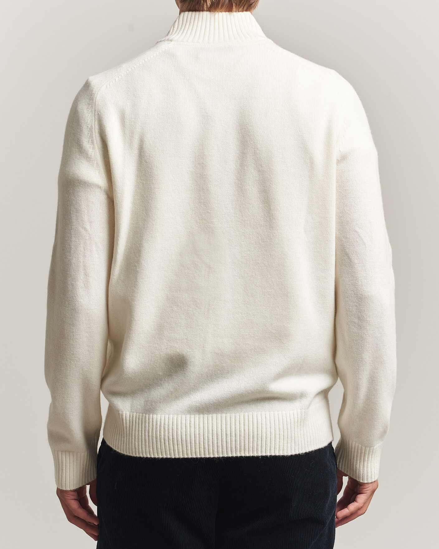 Hombres | Jerséis y prendas de punto | Morris | Hertford Lambswool Half Zip Off White